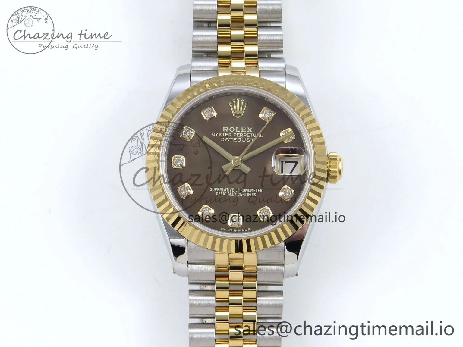 DateJust 31 278273 ARF 1:1 Best Edition 904L Steel Brown Diamonds Dial on SS YG Jubilee Bracelet ETA 2688