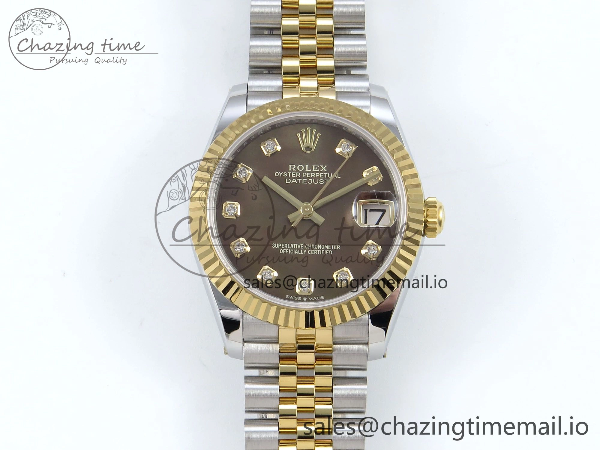 DateJust 31 278273 ARF 1:1 Best Edition 904L Steel Brown Diamonds Dial on SS YG Jubilee Bracelet ETA 2688