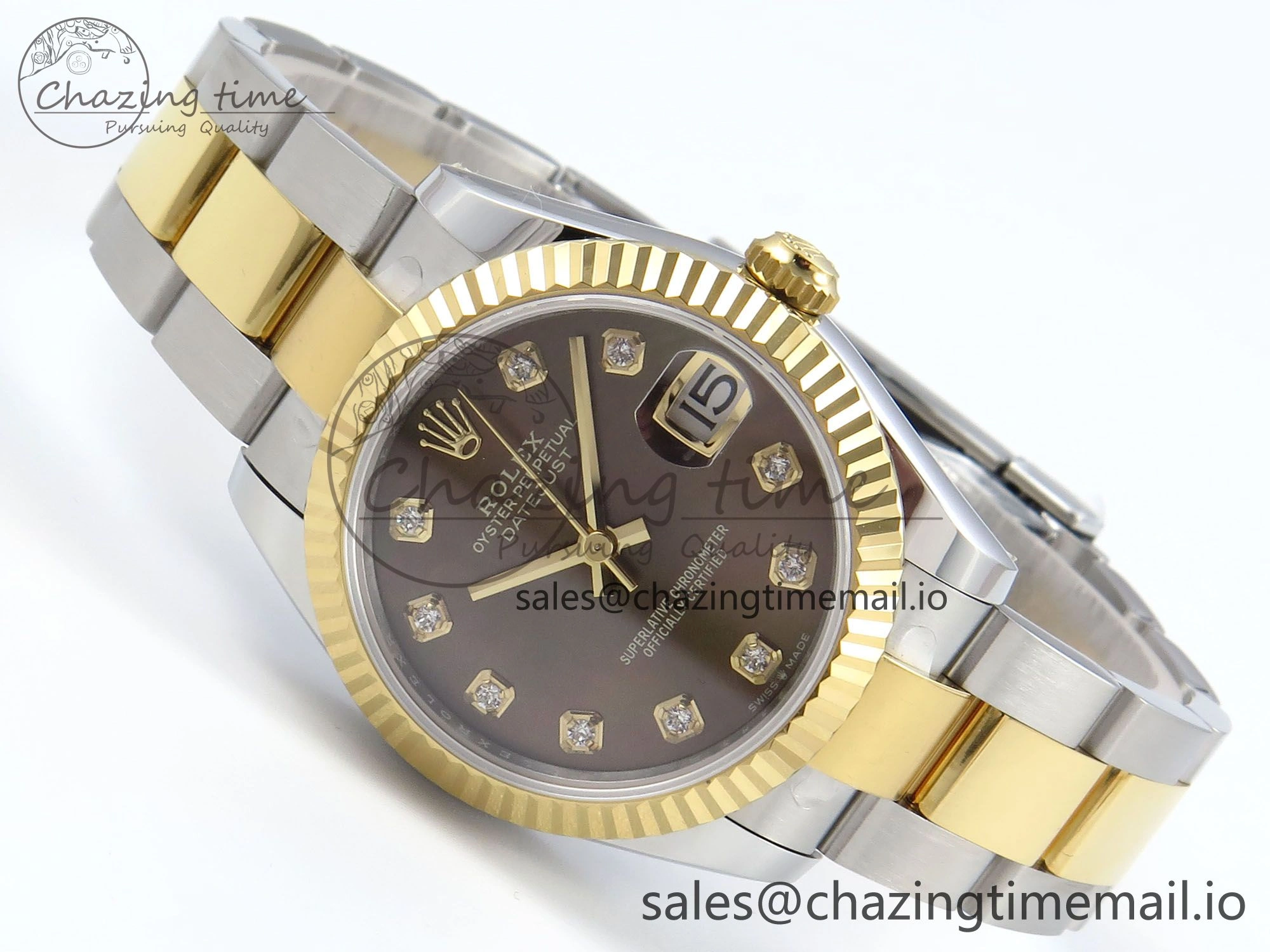 DateJust 31 278273 ARF 1:1 Best Edition 904L Steel Brown Diamonds Dial on SS YG Oyster Bracelet ETA 2688
