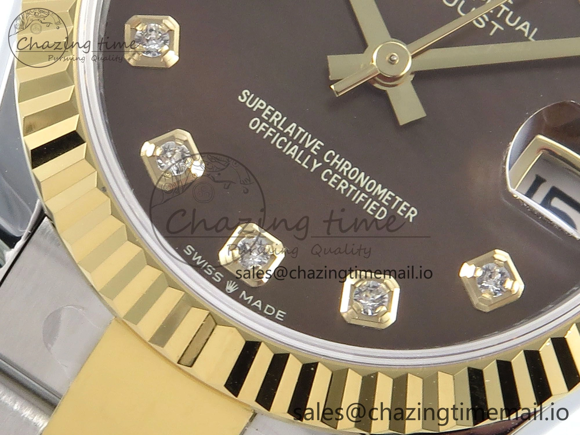 DateJust 31 278273 ARF 1:1 Best Edition 904L Steel Brown Diamonds Dial on SS YG Oyster Bracelet ETA 2688