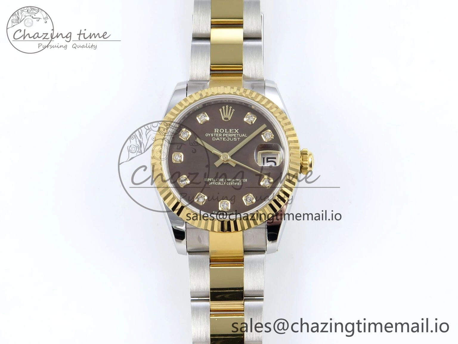 DateJust 31 278273 ARF 1:1 Best Edition 904L Steel Brown Diamonds Dial on SS YG Oyster Bracelet ETA 2688