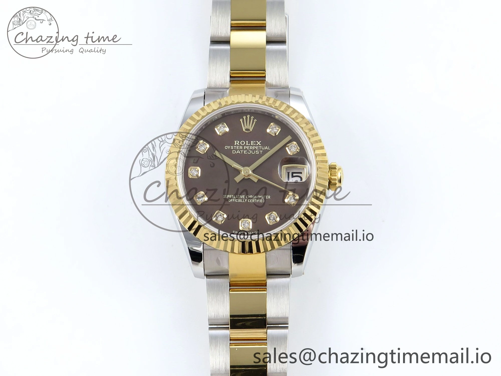 DateJust 31 278273 ARF 1:1 Best Edition 904L Steel Brown Diamonds Dial on SS YG Oyster Bracelet ETA 2688