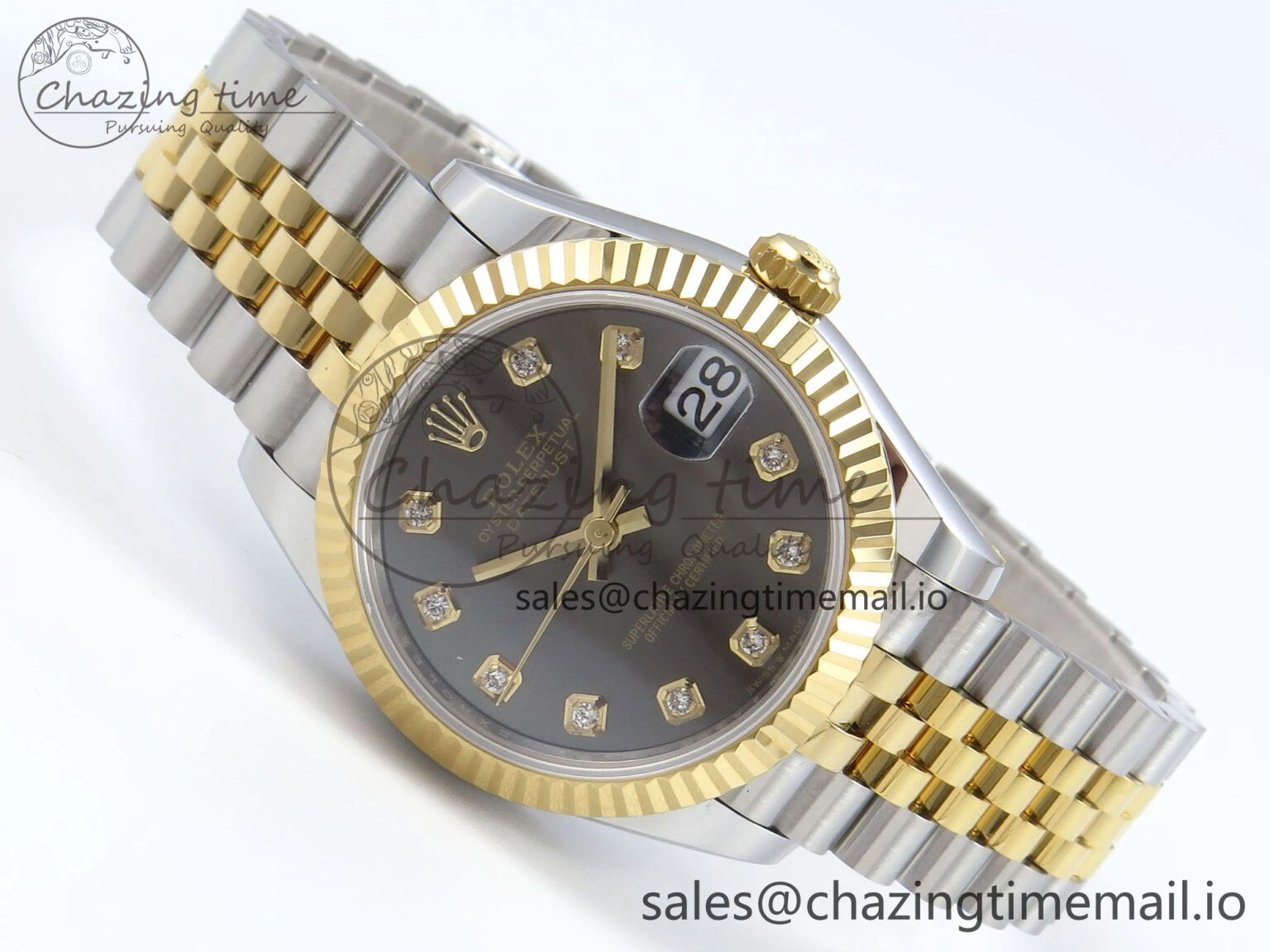 DateJust 31 278273 ARF 1:1 Best Edition 904L Steel Gray Diamonds Dial on SS YG Jubilee Bracelet ETA 2688