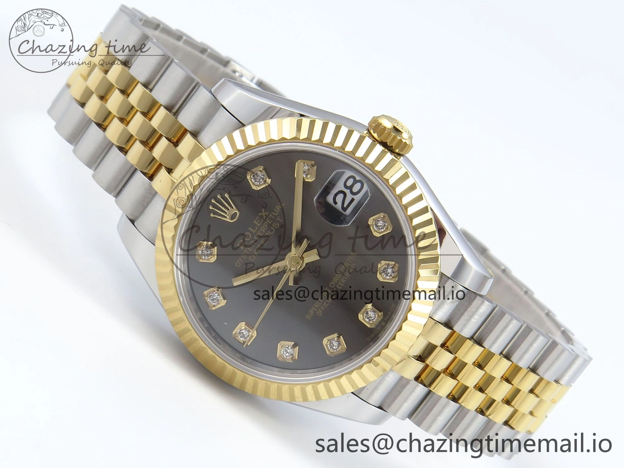 DateJust 31 278273 ARF 1:1 Best Edition 904L Steel Gray Diamonds Dial on SS YG Jubilee Bracelet ETA 2688