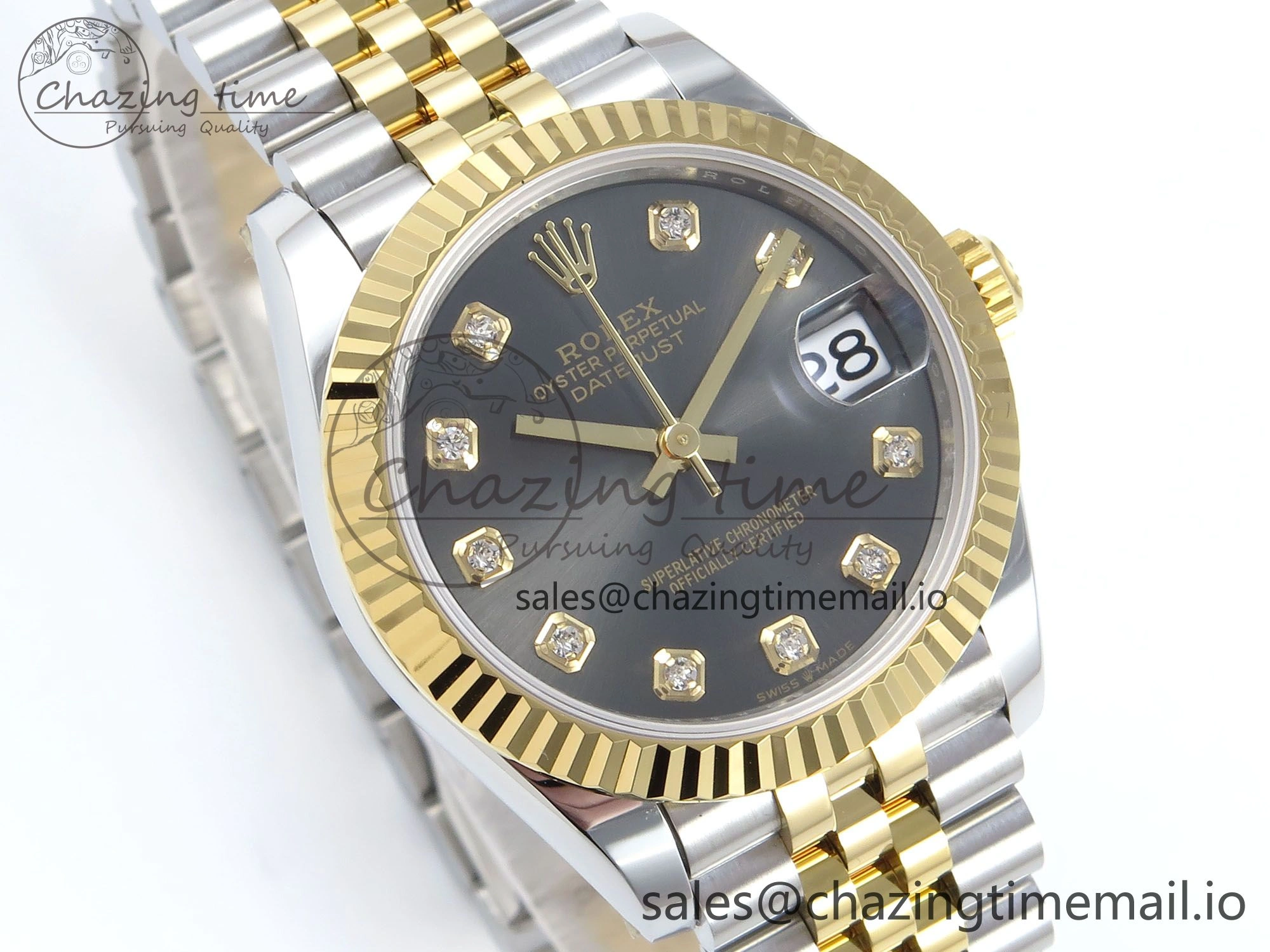 DateJust 31 278273 ARF 1:1 Best Edition 904L Steel Gray Diamonds Dial on SS YG Jubilee Bracelet ETA 2688