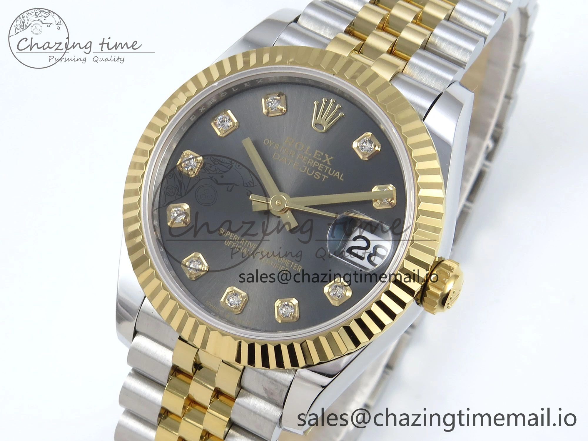 DateJust 31 278273 ARF 1:1 Best Edition 904L Steel Gray Diamonds Dial on SS YG Jubilee Bracelet ETA 2688