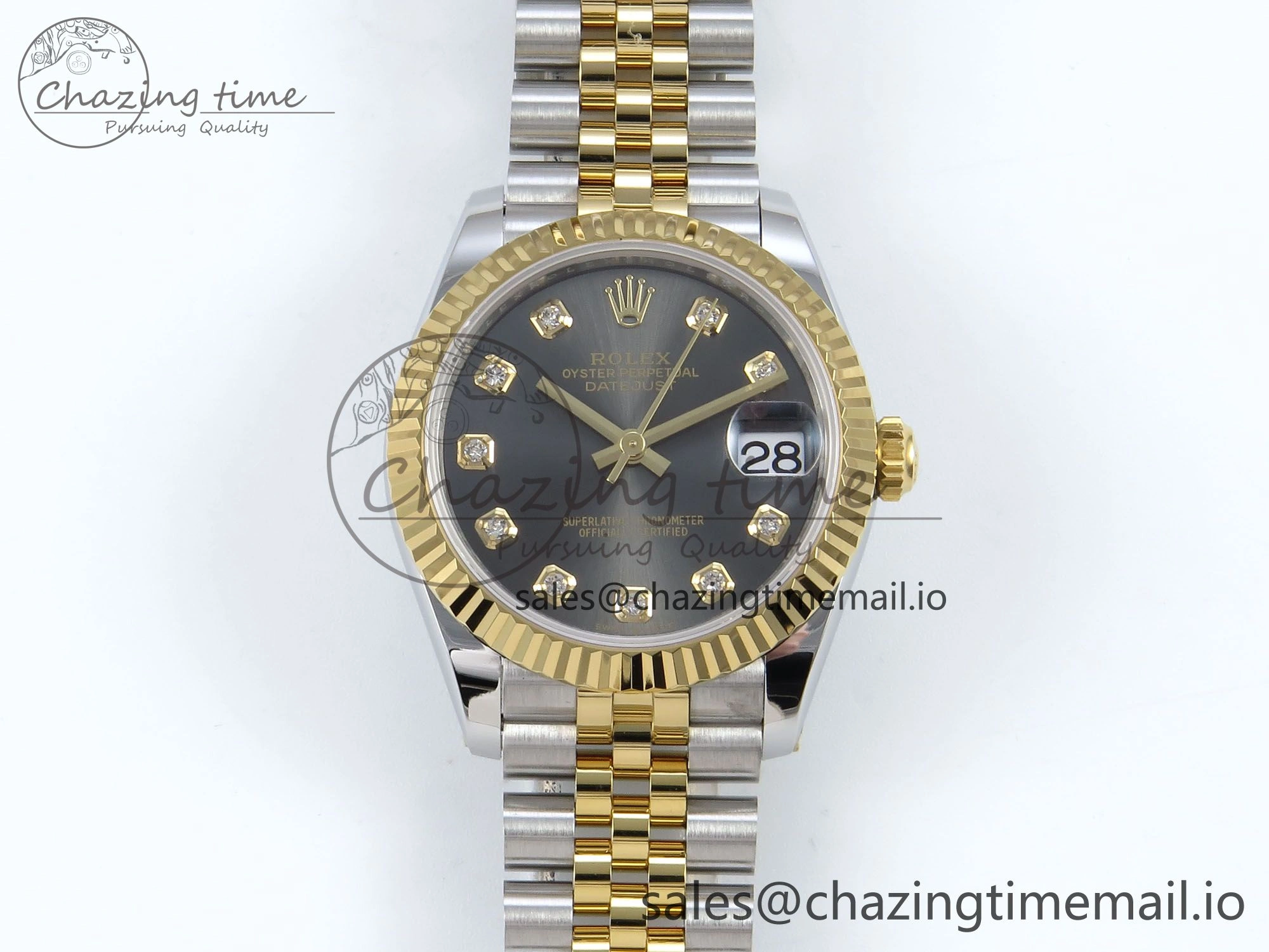 DateJust 31 278273 ARF 1:1 Best Edition 904L Steel Gray Diamonds Dial on SS YG Jubilee Bracelet ETA 2688