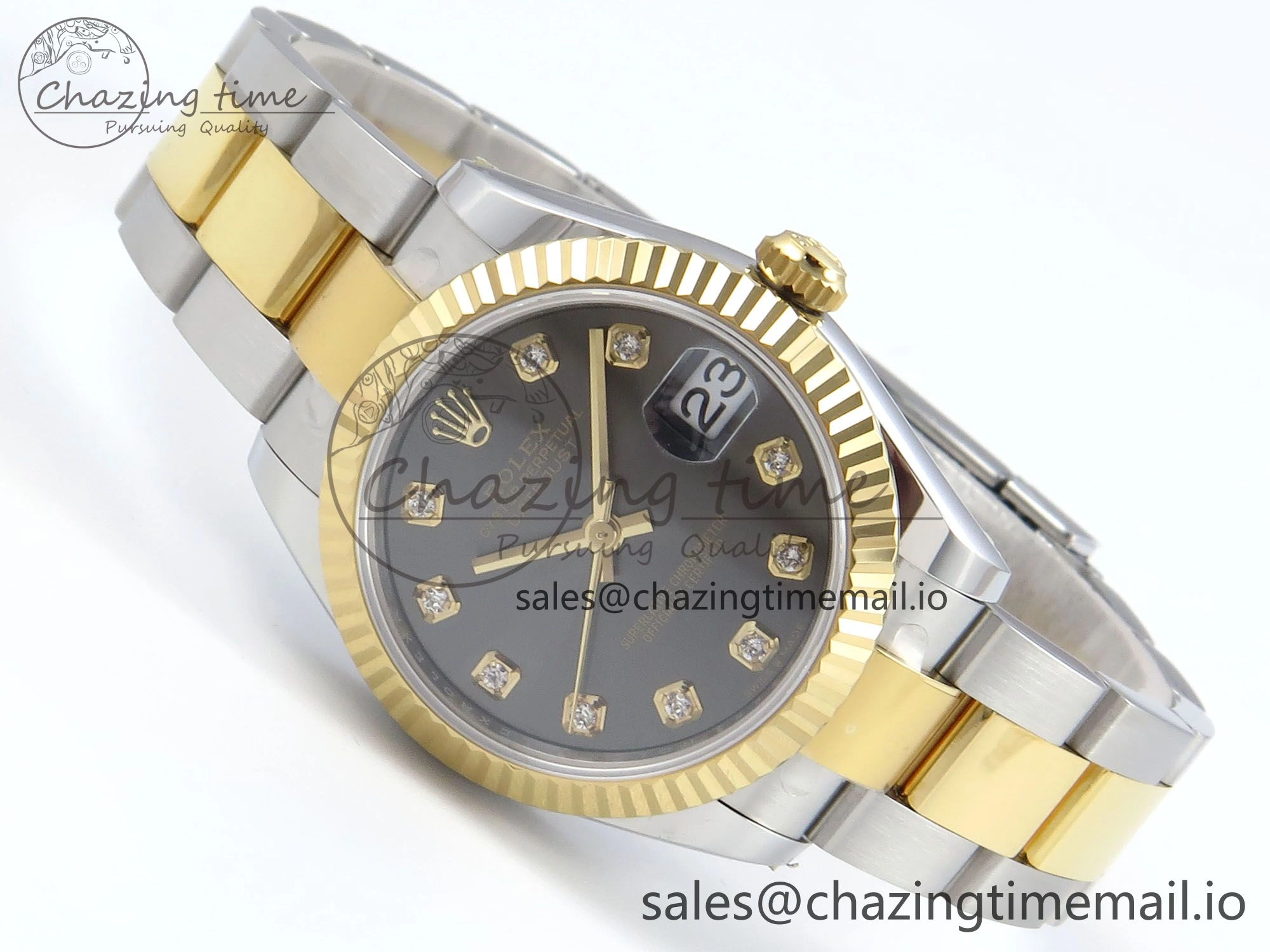 DateJust 31 278273 ARF 1:1 Best Edition 904L Steel Gray Diamonds Dial on SS YG Oyster Bracelet ETA 2688