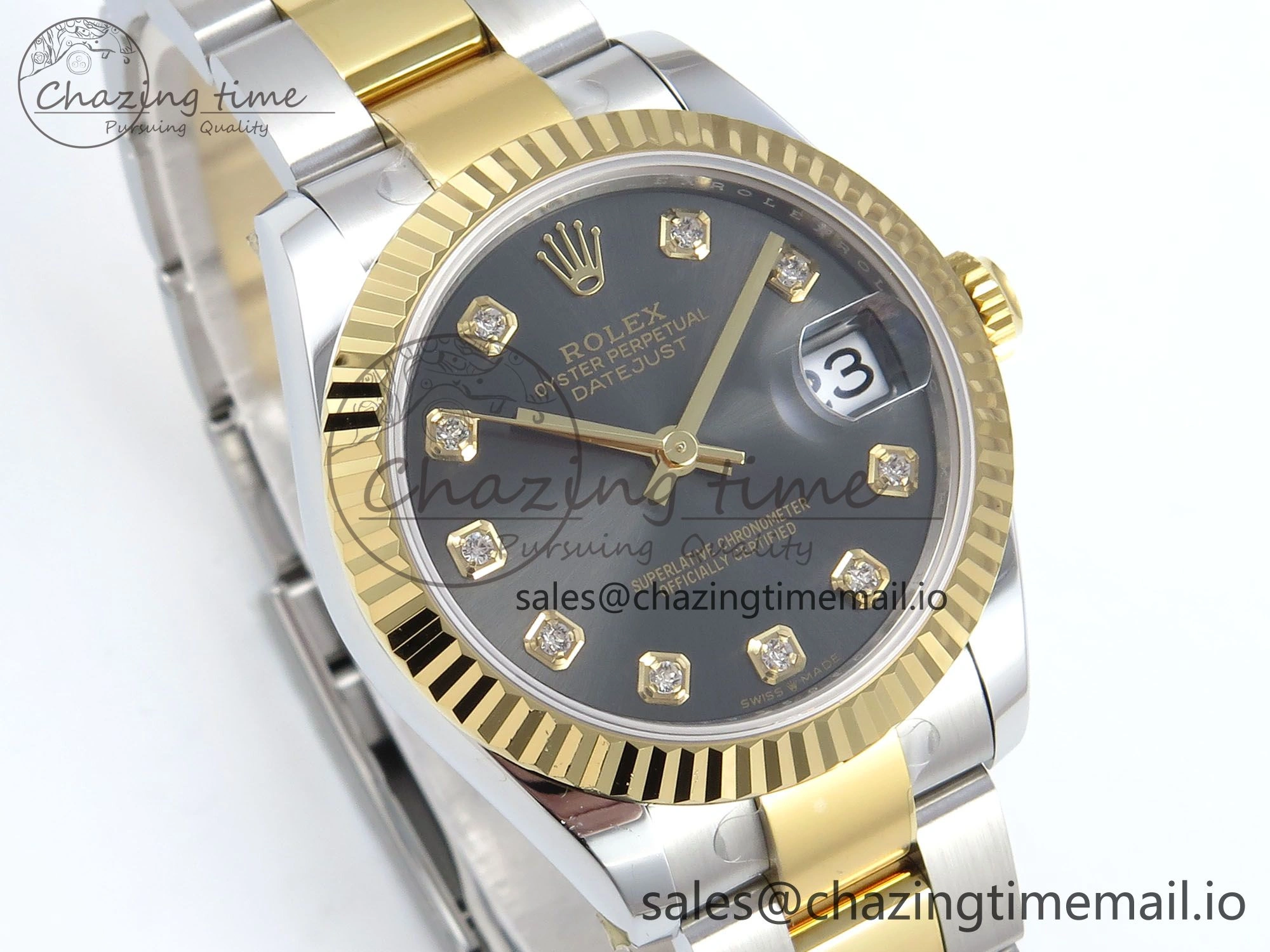 DateJust 31 278273 ARF 1:1 Best Edition 904L Steel Gray Diamonds Dial on SS YG Oyster Bracelet ETA 2688