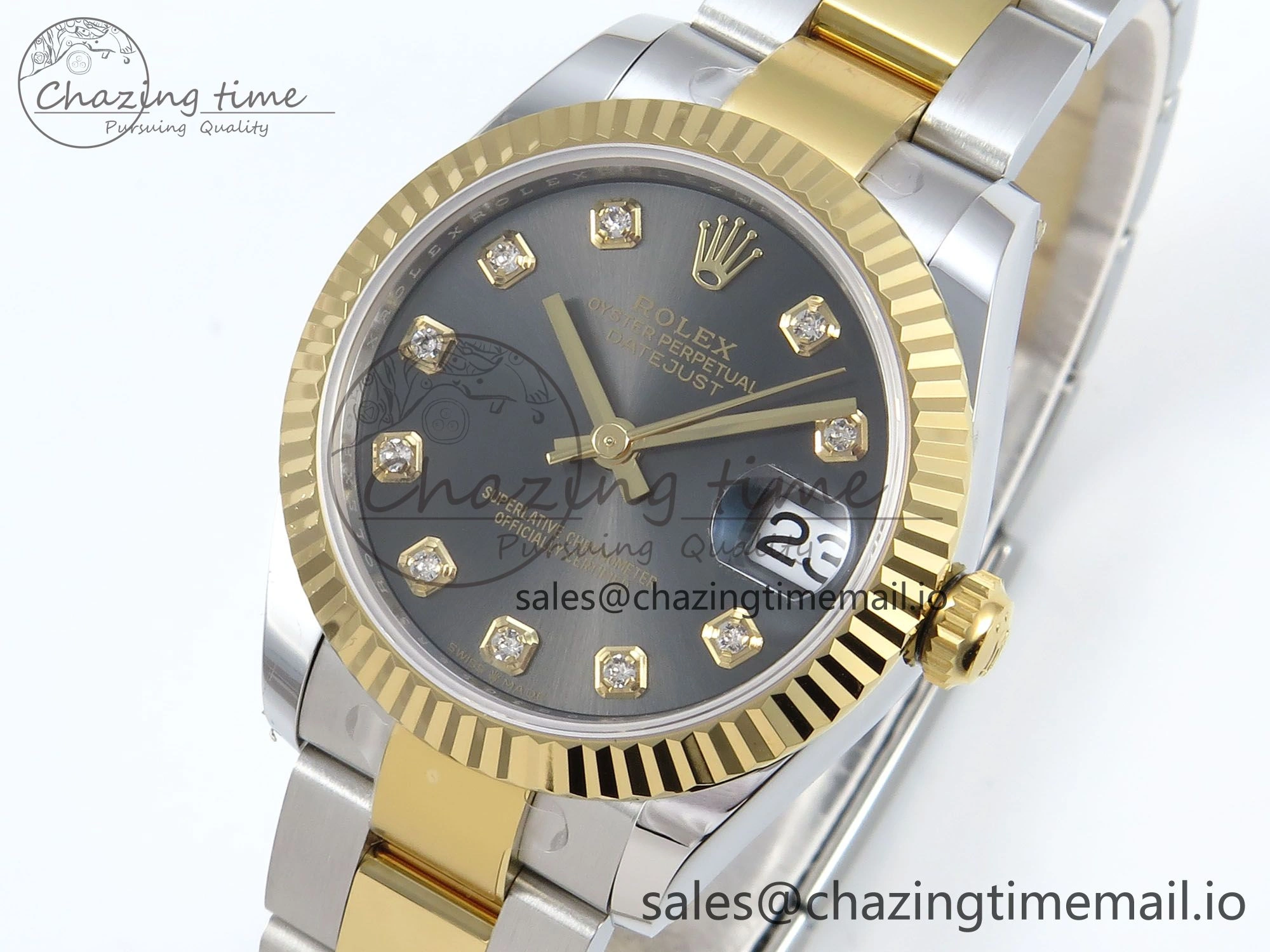 DateJust 31 278273 ARF 1:1 Best Edition 904L Steel Gray Diamonds Dial on SS YG Oyster Bracelet ETA 2688