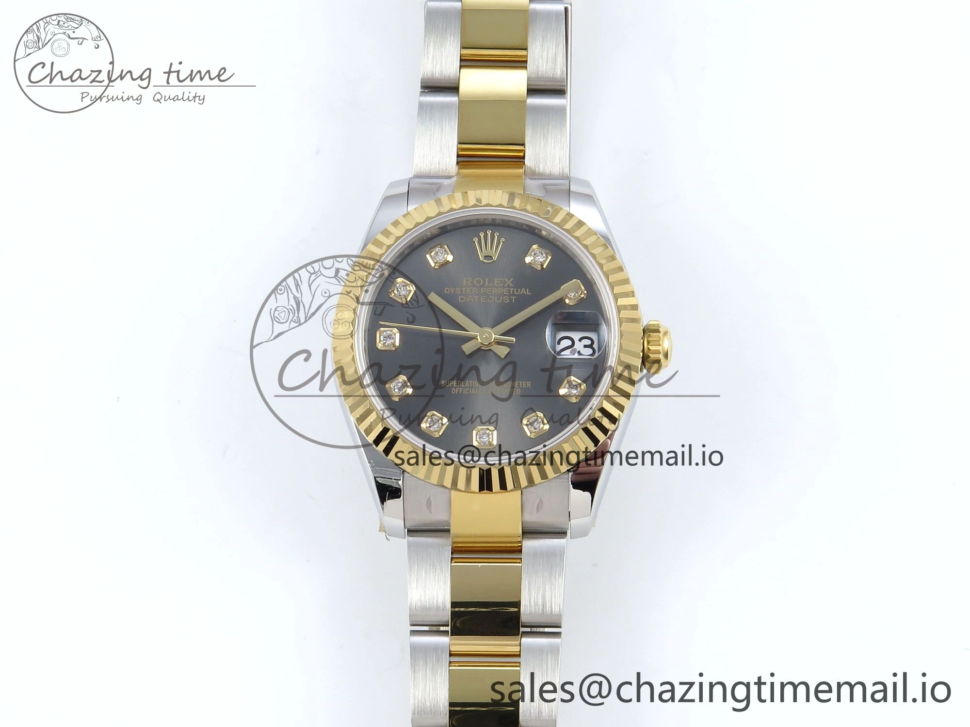 DateJust 31 278273 ARF 1:1 Best Edition 904L Steel Gray Diamonds Dial on SS YG Oyster Bracelet ETA 2688