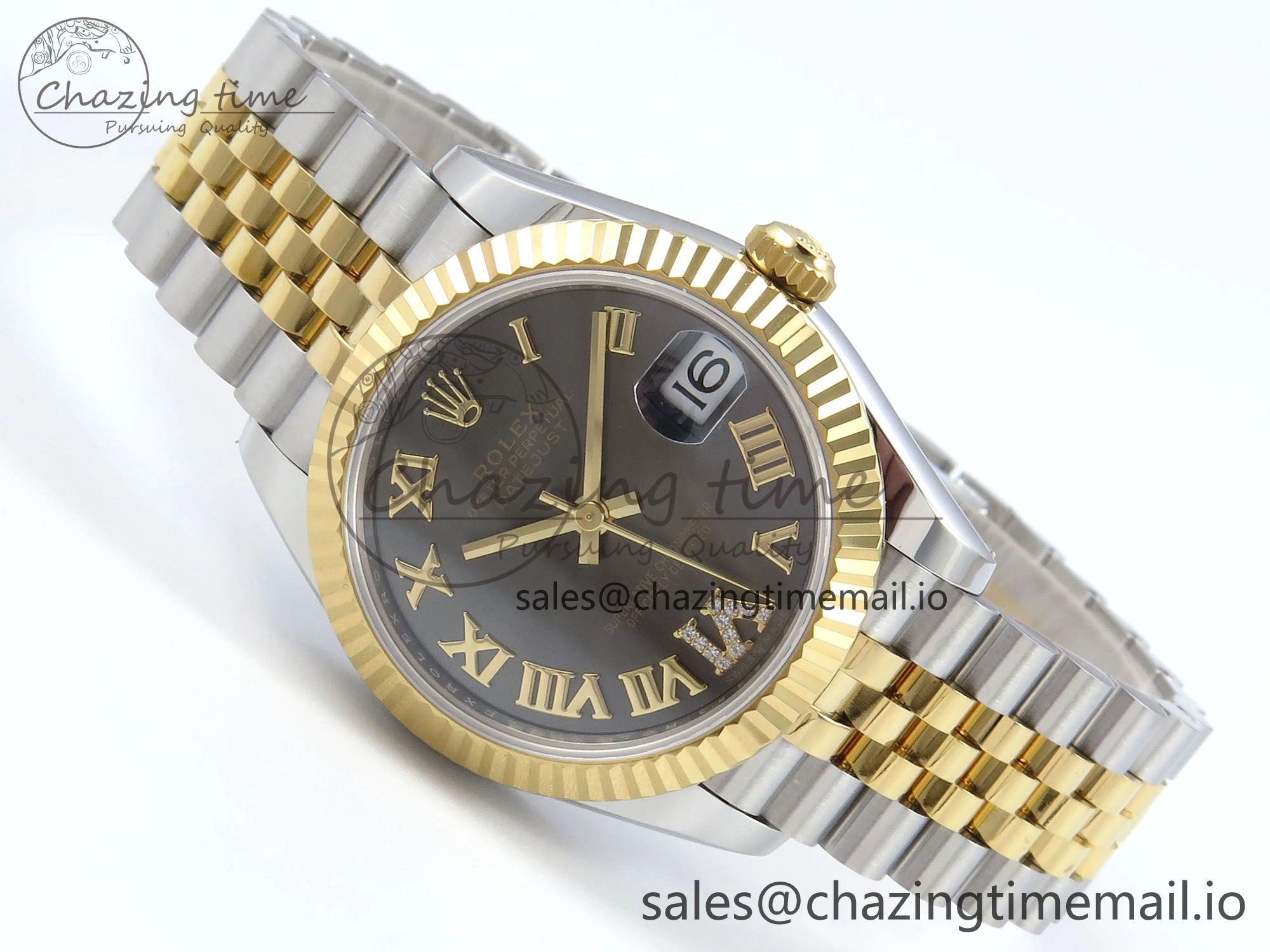 DateJust 31 278273 ARF 1:1 Best Edition 904L Steel Gray Roman Diamonds Dial on SS YG Jubilee Bracelet ETA 2688