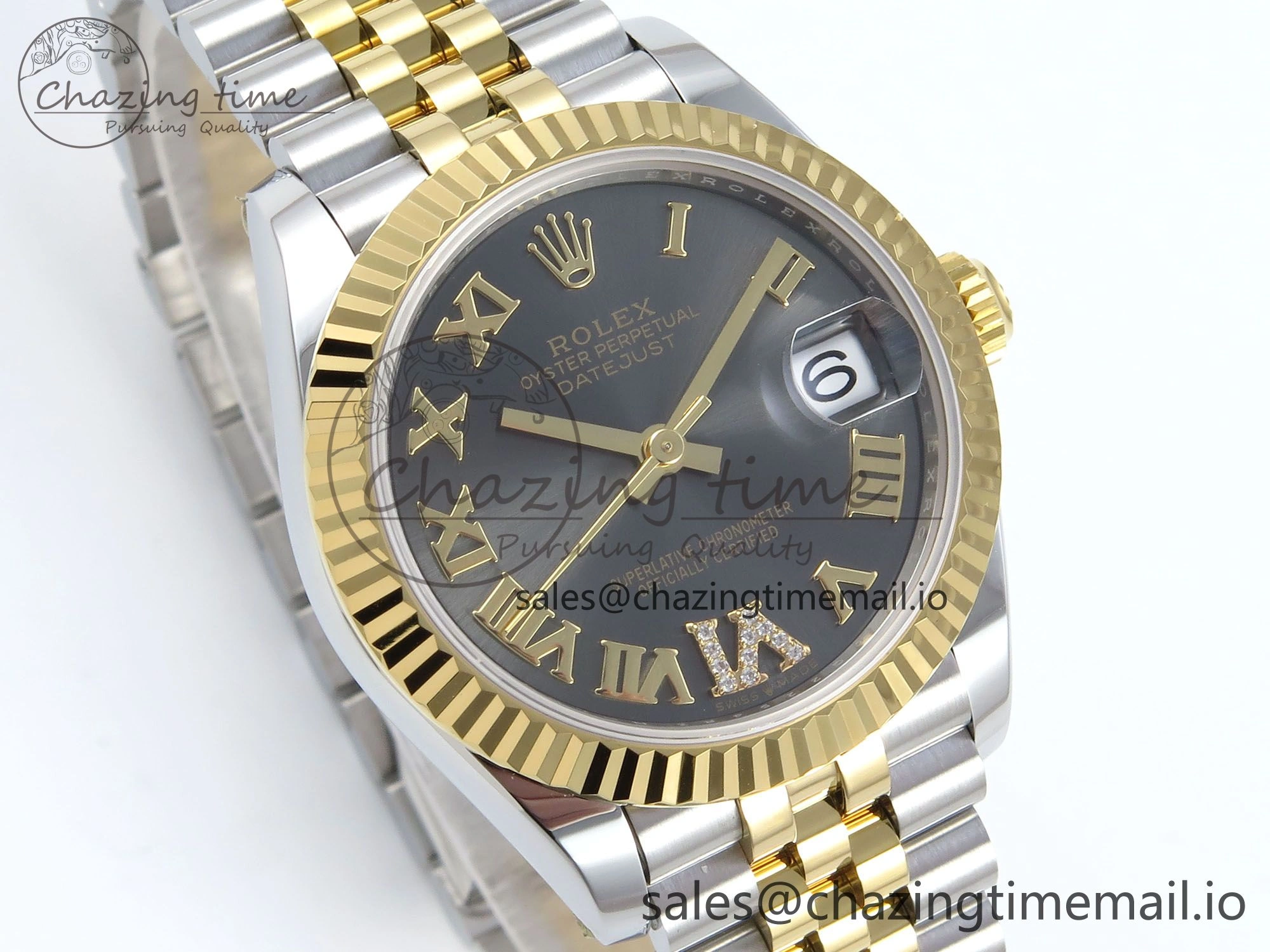 DateJust 31 278273 ARF 1:1 Best Edition 904L Steel Gray Roman Diamonds Dial on SS YG Jubilee Bracelet ETA 2688