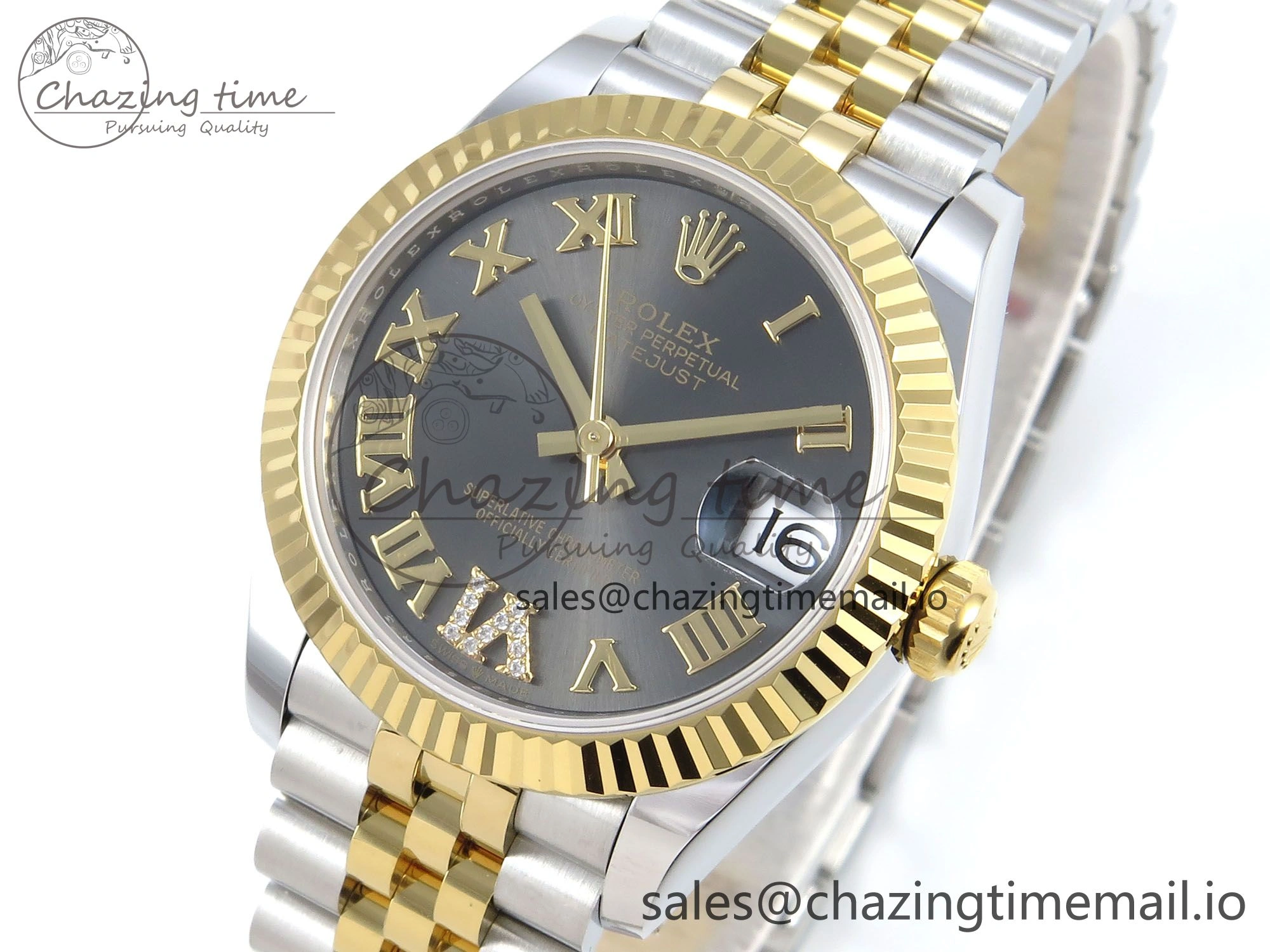 DateJust 31 278273 ARF 1:1 Best Edition 904L Steel Gray Roman Diamonds Dial on SS YG Jubilee Bracelet ETA 2688