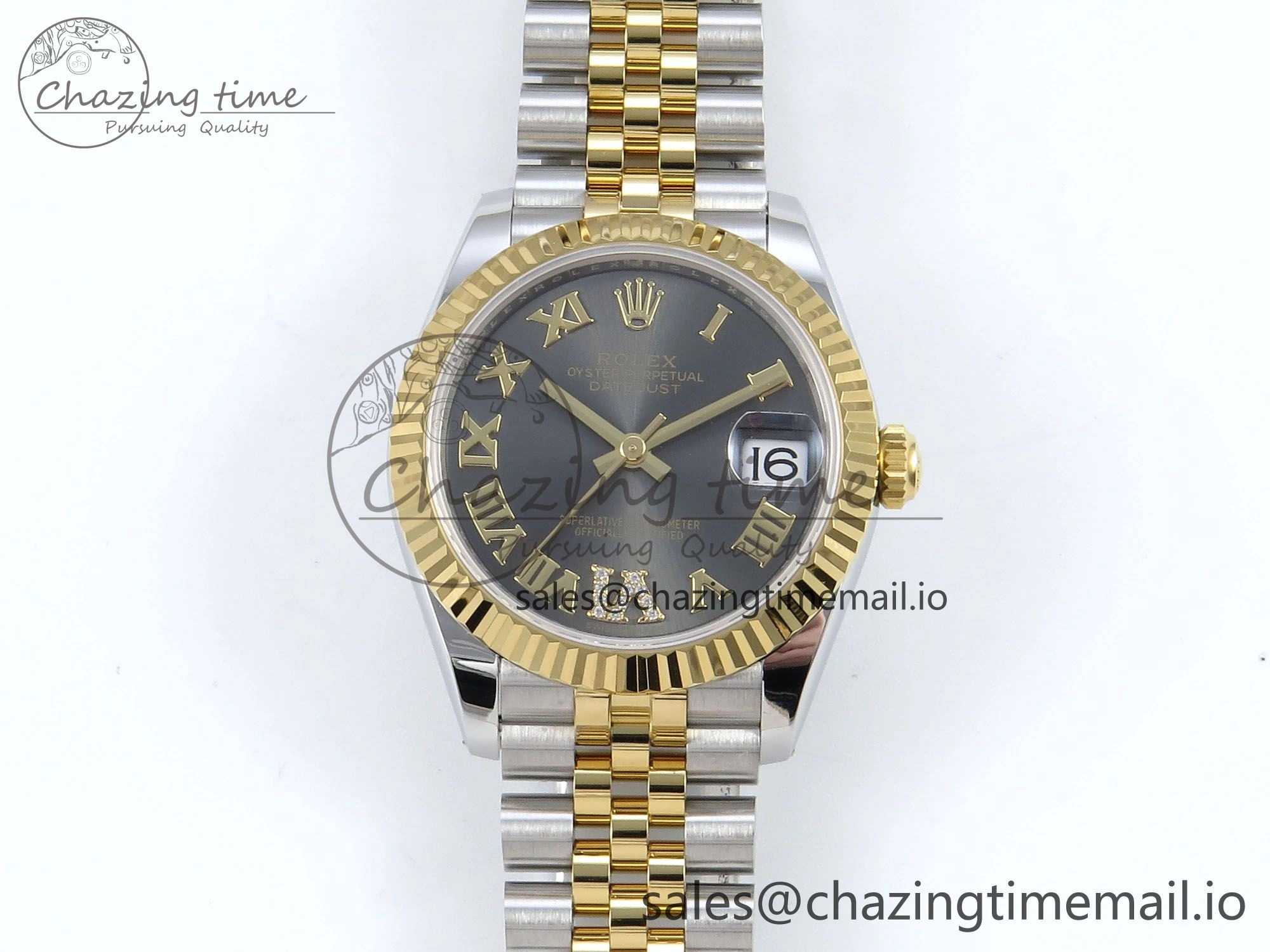 DateJust 31 278273 ARF 1:1 Best Edition 904L Steel Gray Roman Diamonds Dial on SS YG Jubilee Bracelet ETA 2688