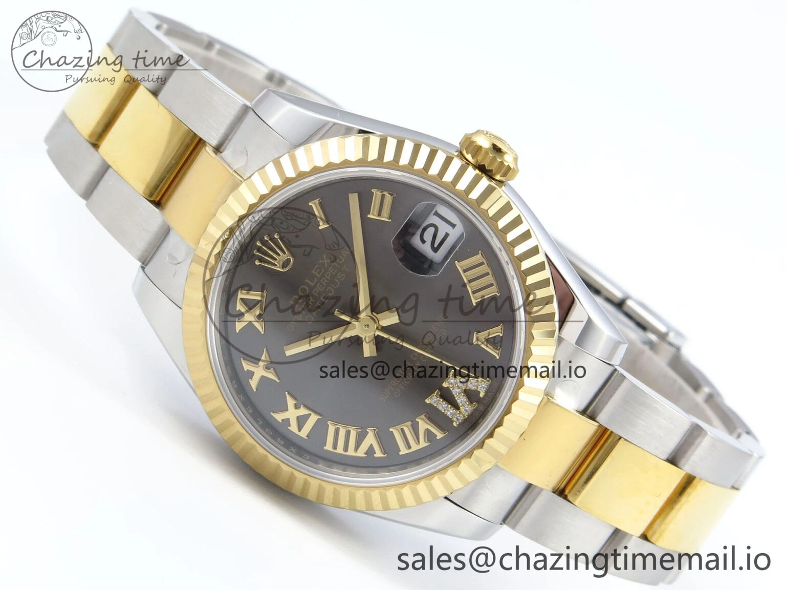DateJust 31 278273 ARF 1:1 Best Edition 904L Steel Gray Roman Diamonds Dial on SS YG Oyster Bracelet ETA 2688