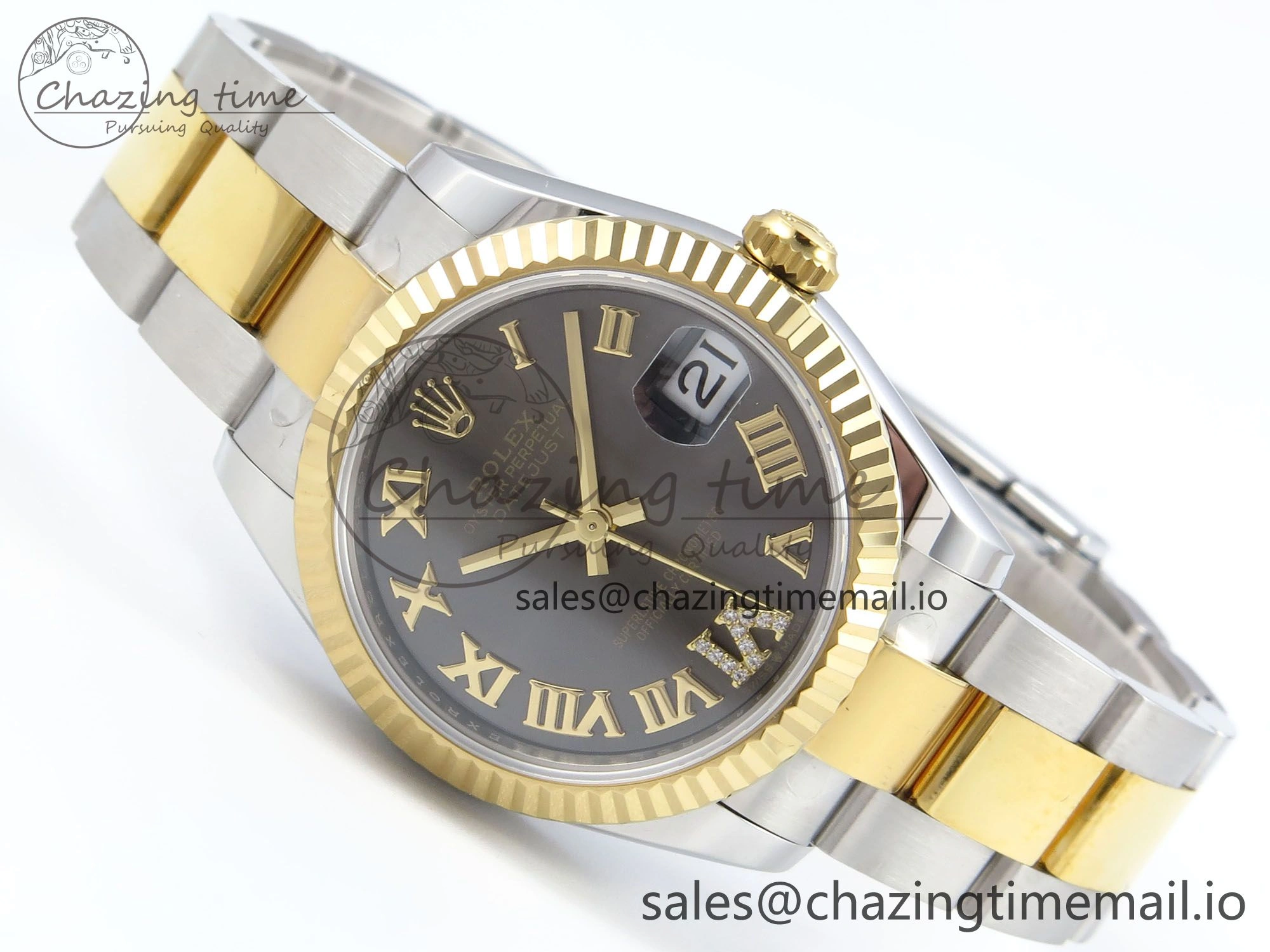 DateJust 31 278273 ARF 1:1 Best Edition 904L Steel Gray Roman Diamonds Dial on SS YG Oyster Bracelet ETA 2688