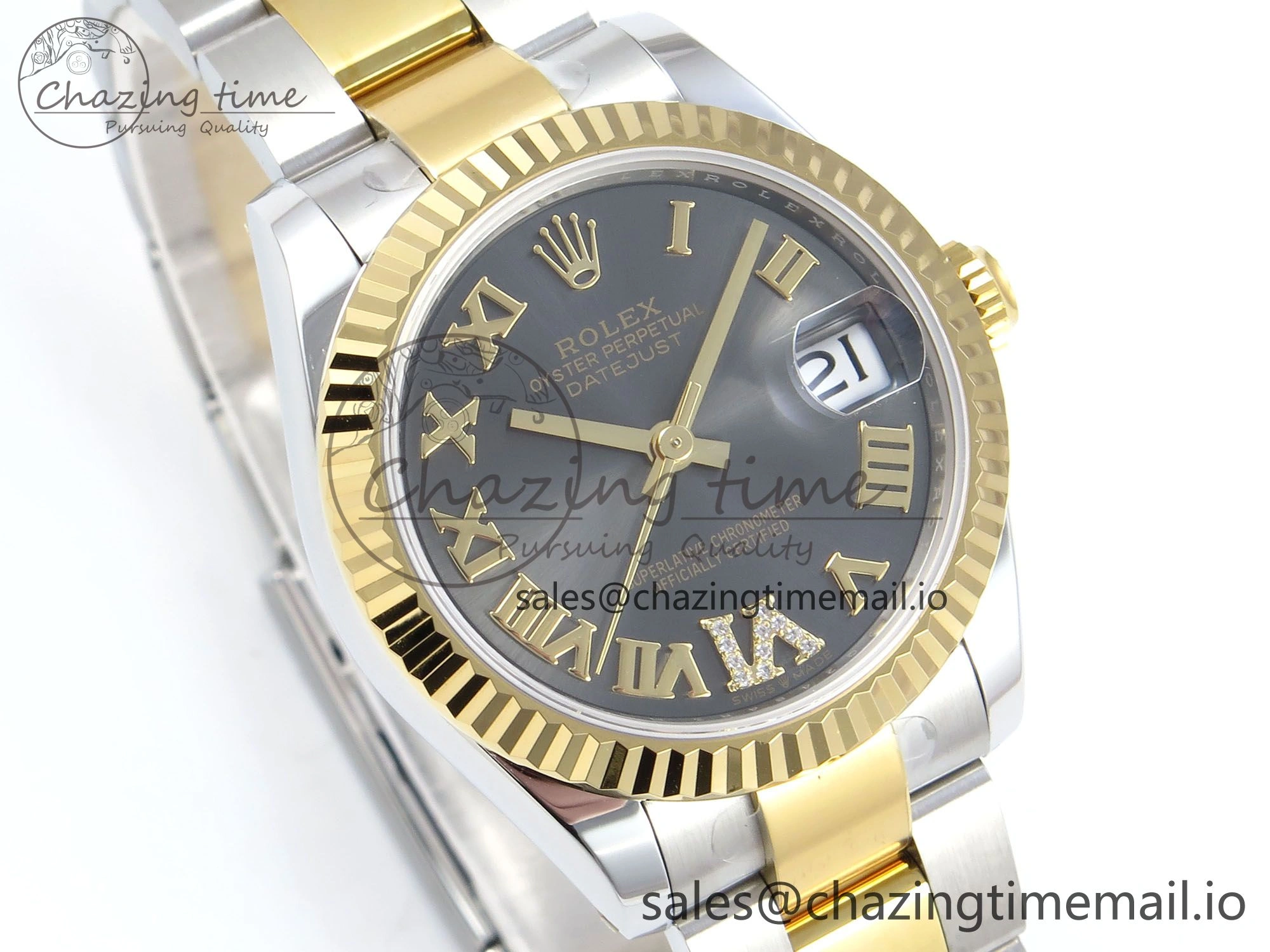 DateJust 31 278273 ARF 1:1 Best Edition 904L Steel Gray Roman Diamonds Dial on SS YG Oyster Bracelet ETA 2688