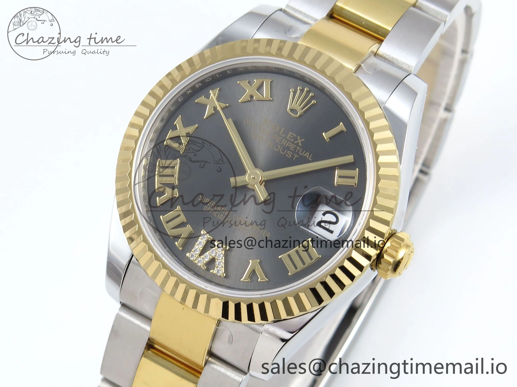 DateJust 31 278273 ARF 1:1 Best Edition 904L Steel Gray Roman Diamonds Dial on SS YG Oyster Bracelet ETA 2688