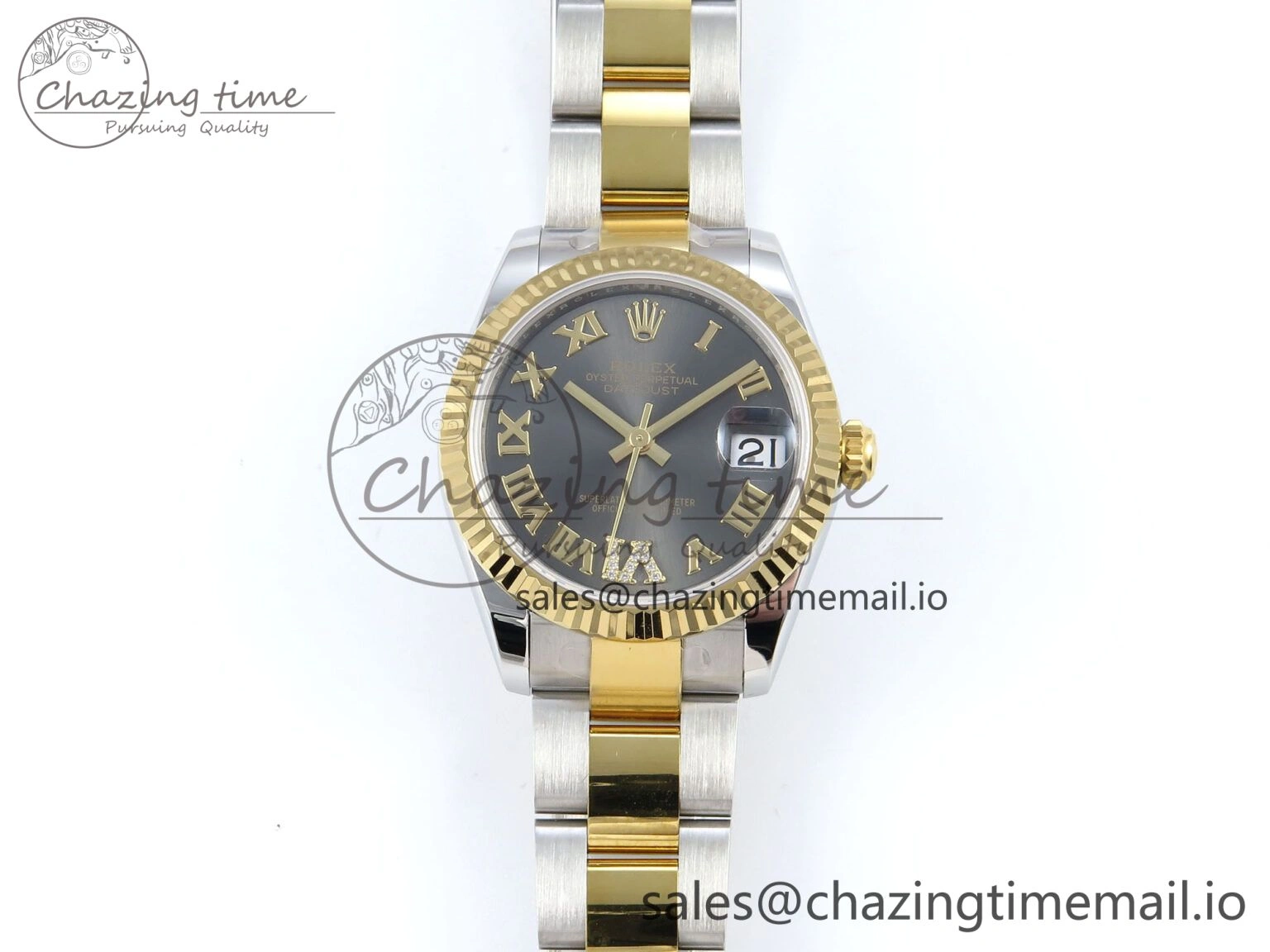 DateJust 31 278273 ARF 1:1 Best Edition 904L Steel Gray Roman Diamonds Dial on SS YG Oyster Bracelet ETA 2688