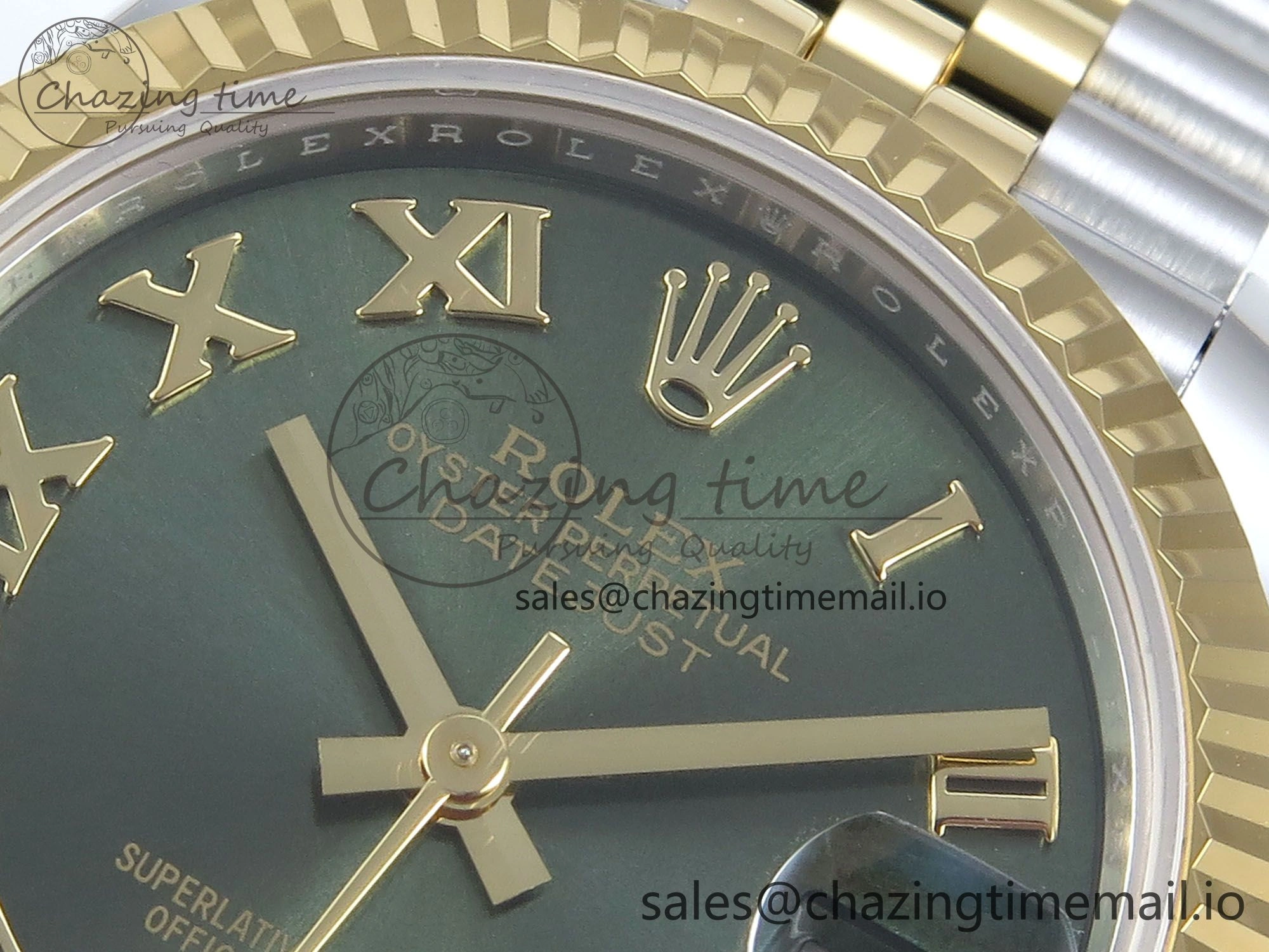 DateJust 31 278273 ARF 1:1 Best Edition 904L Steel Green Roman Diamonds Dial on SS YG Jubilee Bracelet ETA 2688