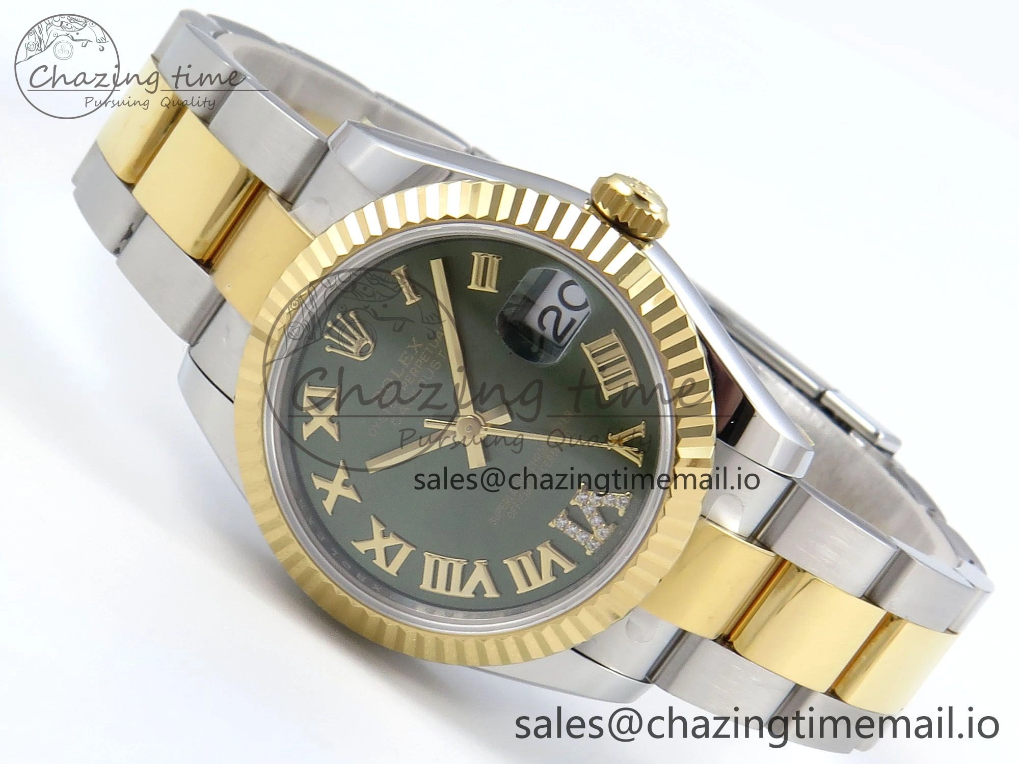 DateJust 31 278273 ARF 1:1 Best Edition 904L Steel Green Roman Diamonds Dial on SS YG Oyster Bracelet ETA 2688