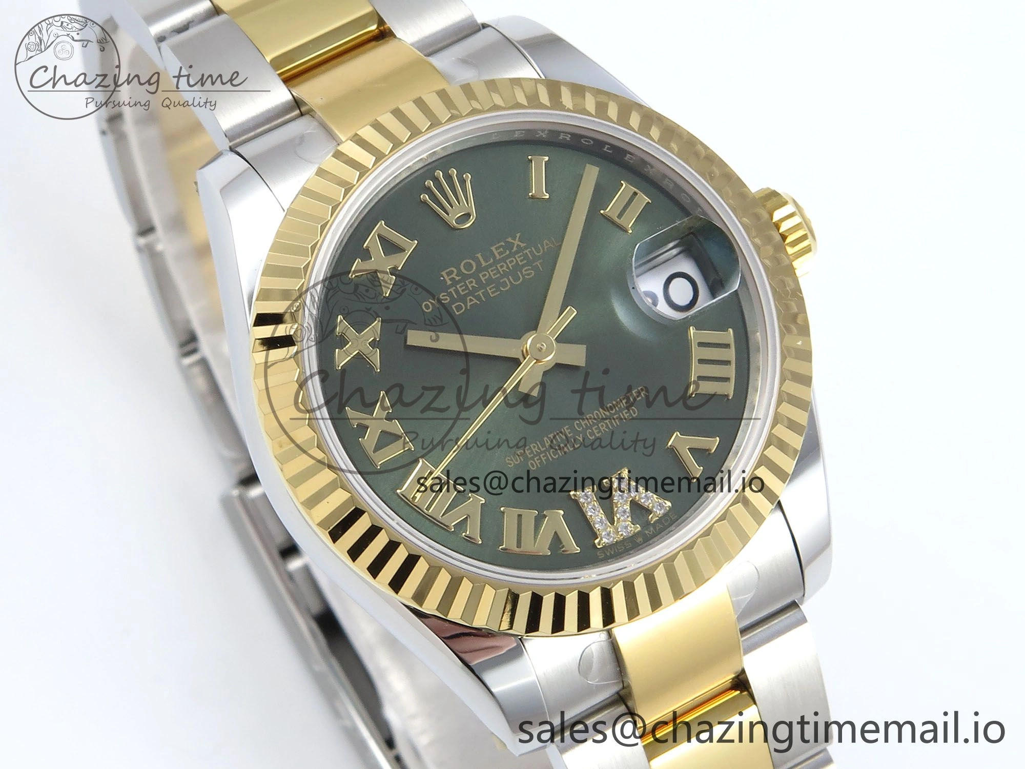 DateJust 31 278273 ARF 1:1 Best Edition 904L Steel Green Roman Diamonds Dial on SS YG Oyster Bracelet ETA 2688