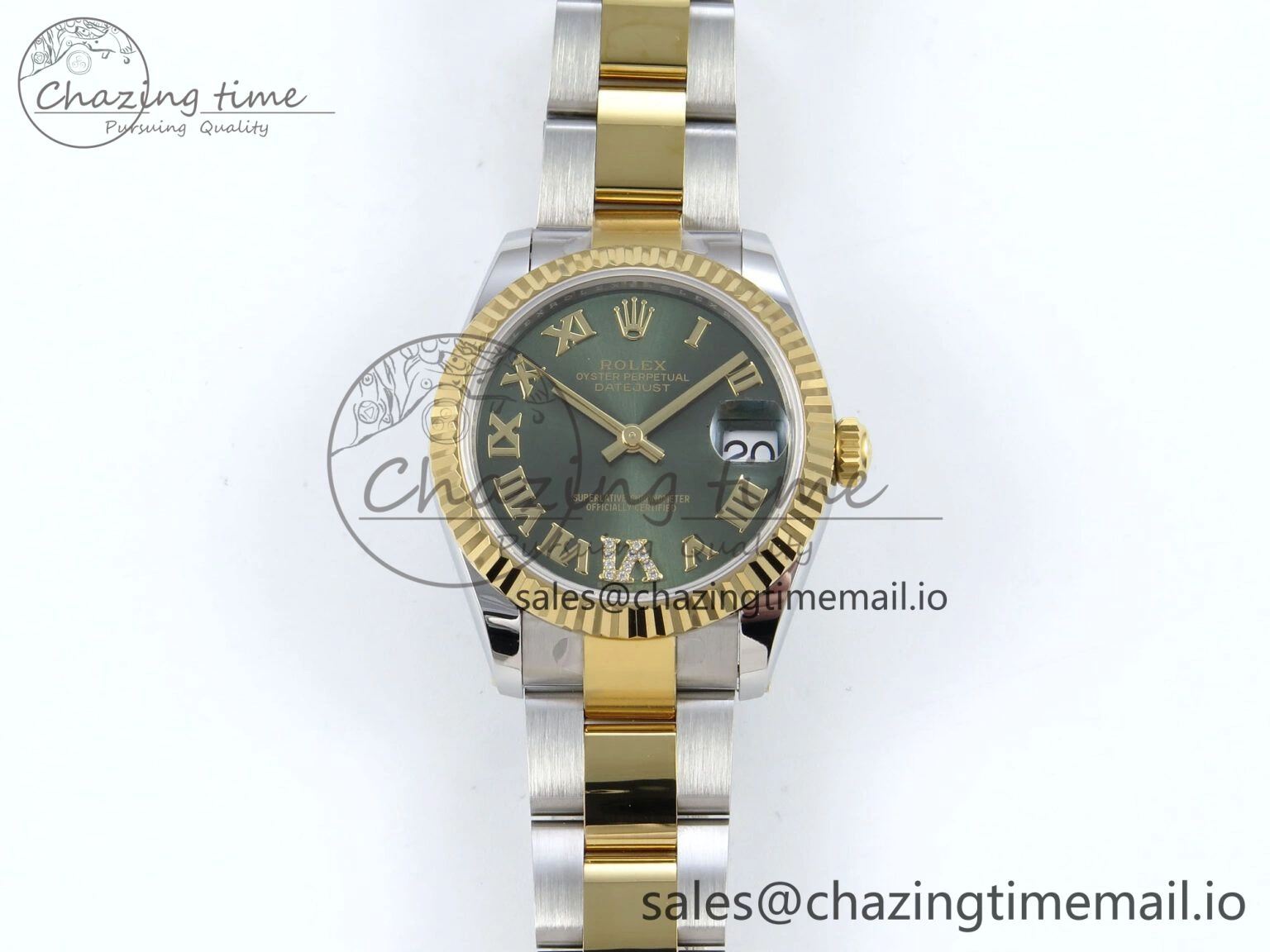 DateJust 31 278273 ARF 1:1 Best Edition 904L Steel Green Roman Diamonds Dial on SS YG Oyster Bracelet ETA 2688