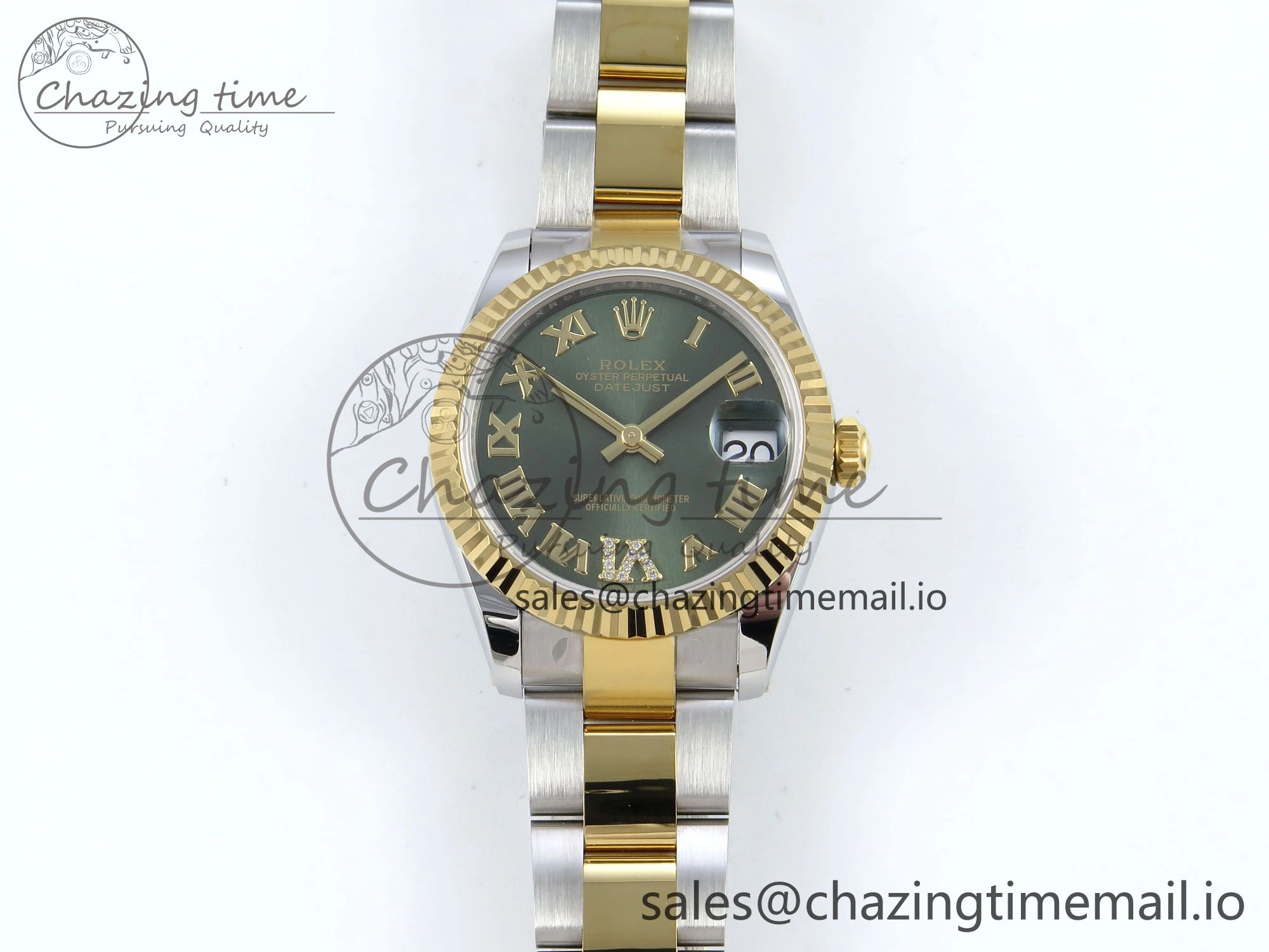 DateJust 31 278273 ARF 1:1 Best Edition 904L Steel Green Roman Diamonds Dial on SS YG Oyster Bracelet ETA 2688