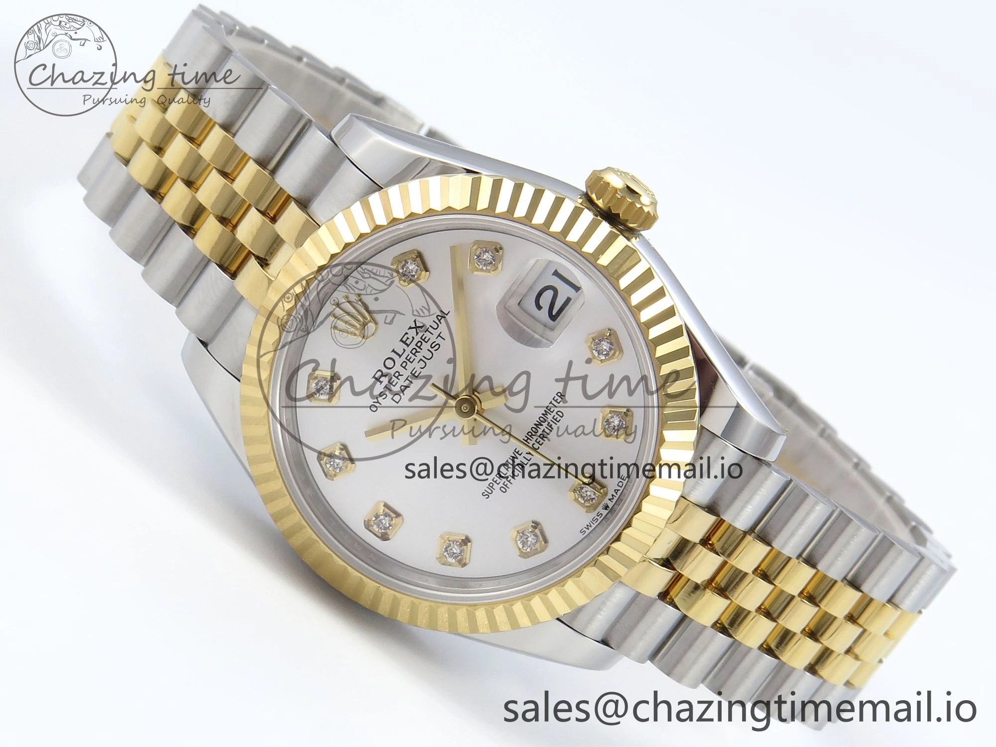 DateJust 31 278273 ARF 1:1 Best Edition 904L Steel Silver Diamonds Dial on SS YG Jubilee Bracelet ETA 2688