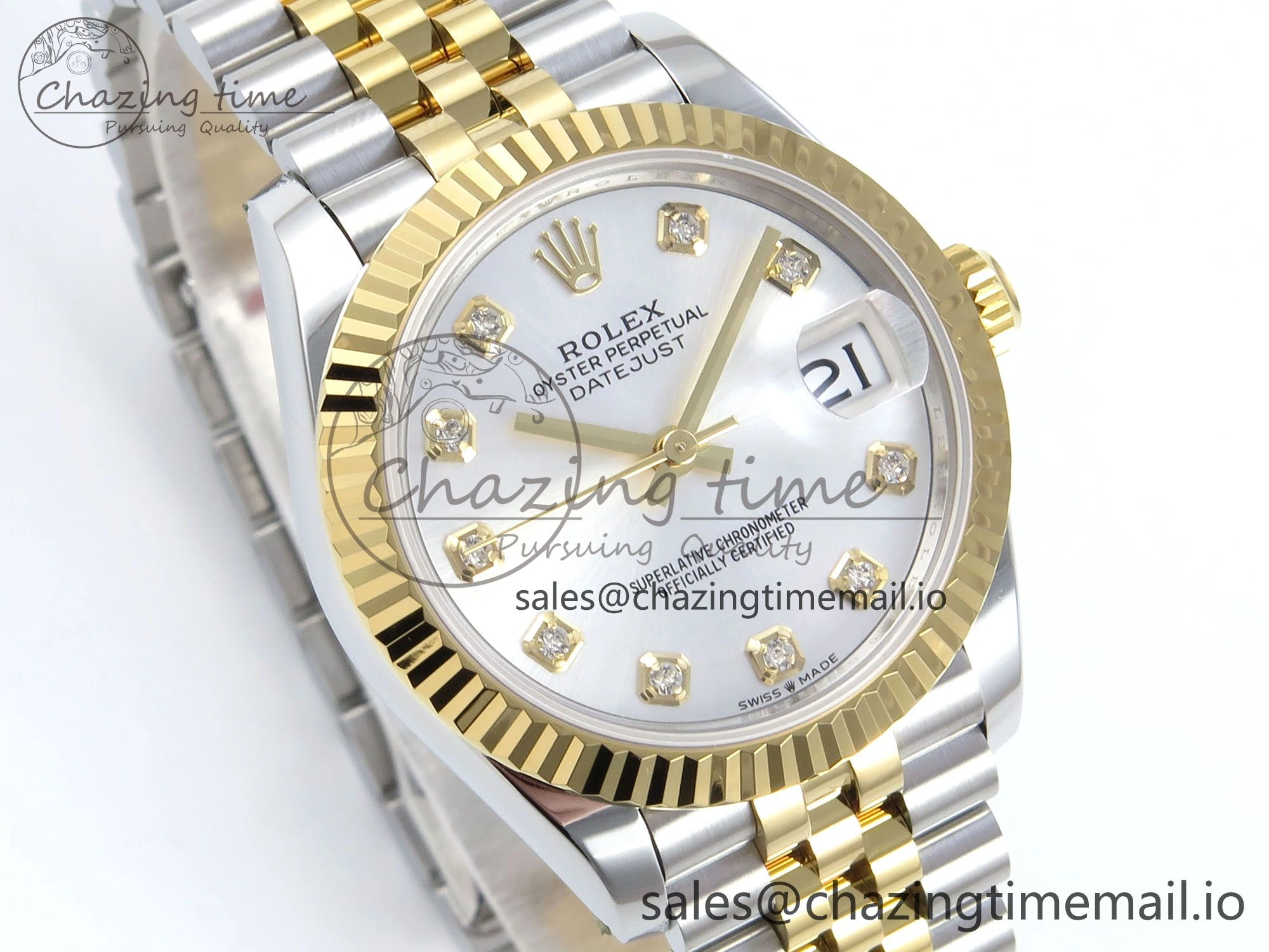 DateJust 31 278273 ARF 1:1 Best Edition 904L Steel Silver Diamonds Dial on SS YG Jubilee Bracelet ETA 2688