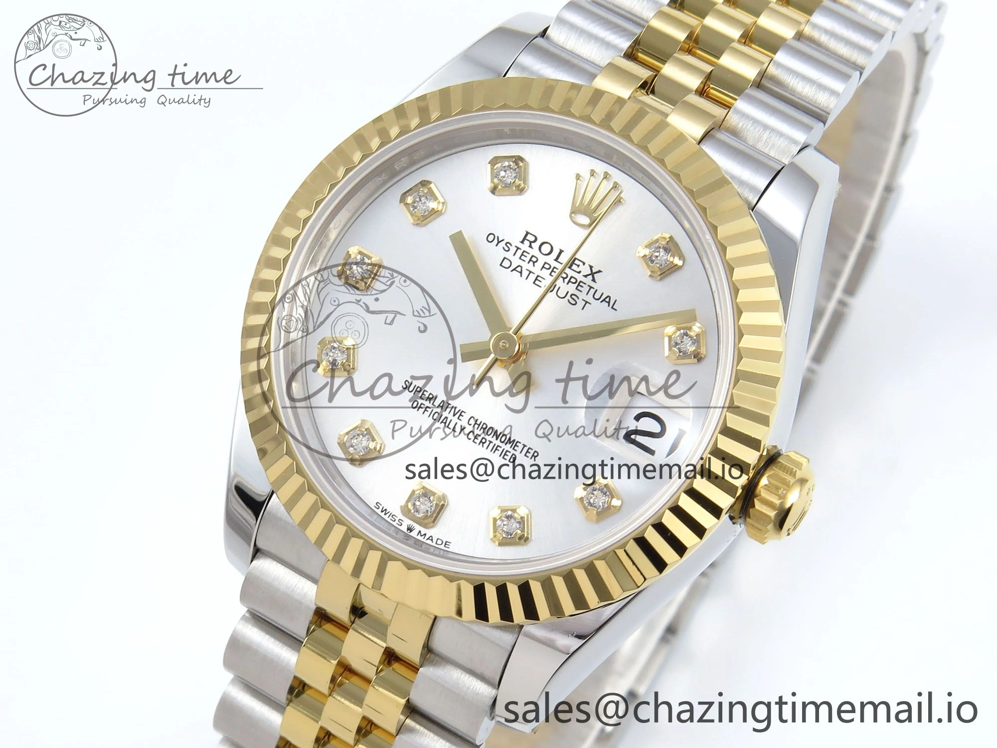 DateJust 31 278273 ARF 1:1 Best Edition 904L Steel Silver Diamonds Dial on SS YG Jubilee Bracelet ETA 2688