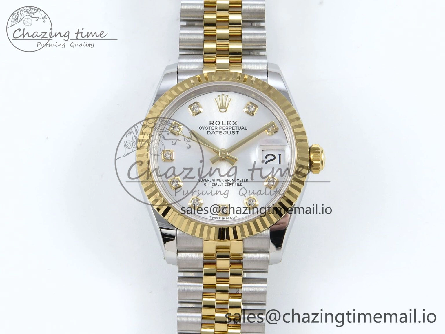 DateJust 31 278273 ARF 1:1 Best Edition 904L Steel Silver Diamonds Dial on SS YG Jubilee Bracelet ETA 2688