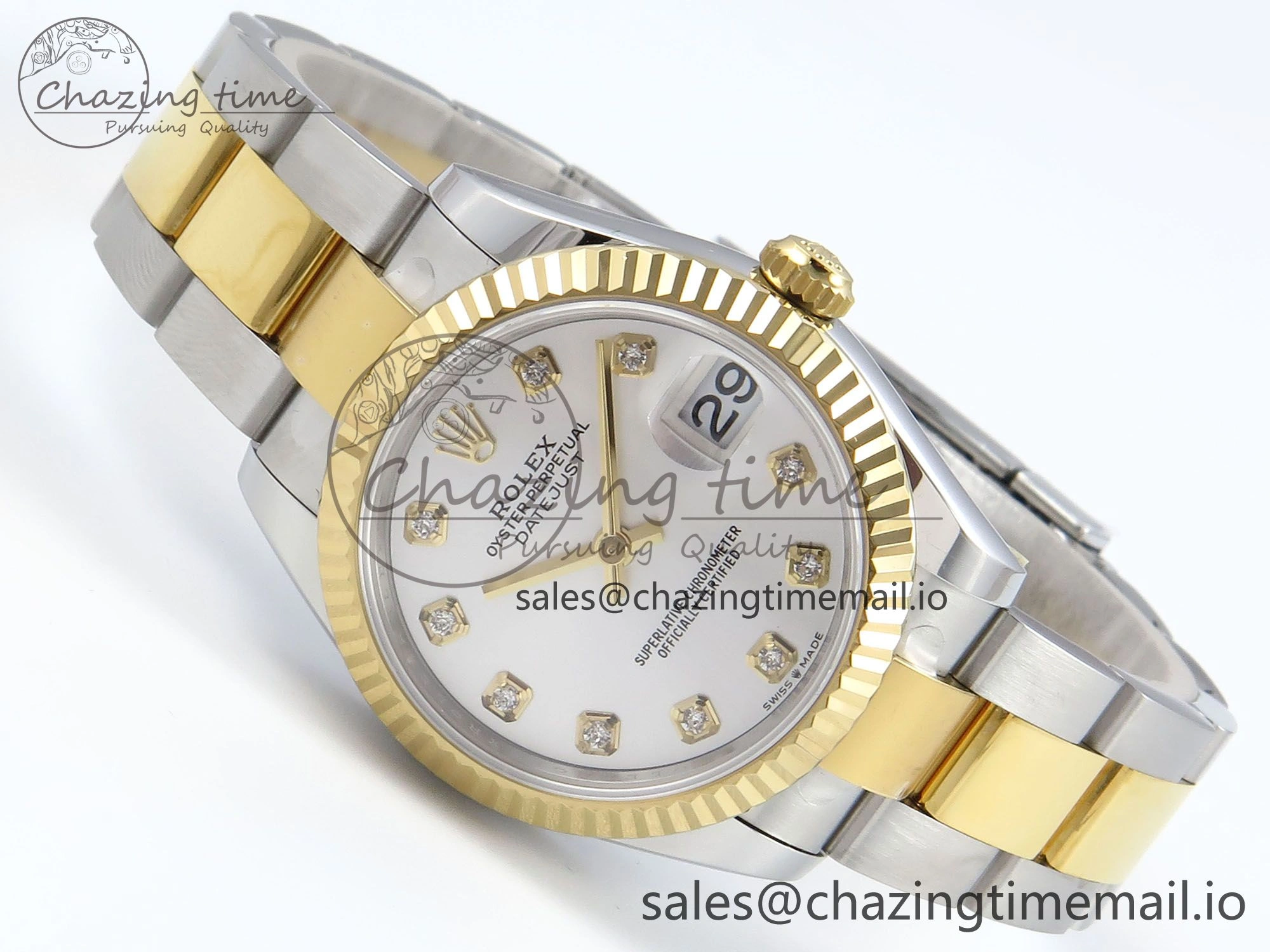 DateJust 31 278273 ARF 1:1 Best Edition 904L Steel Silver Diamonds Dial on SS YG Oyster Bracelet ETA 2688
