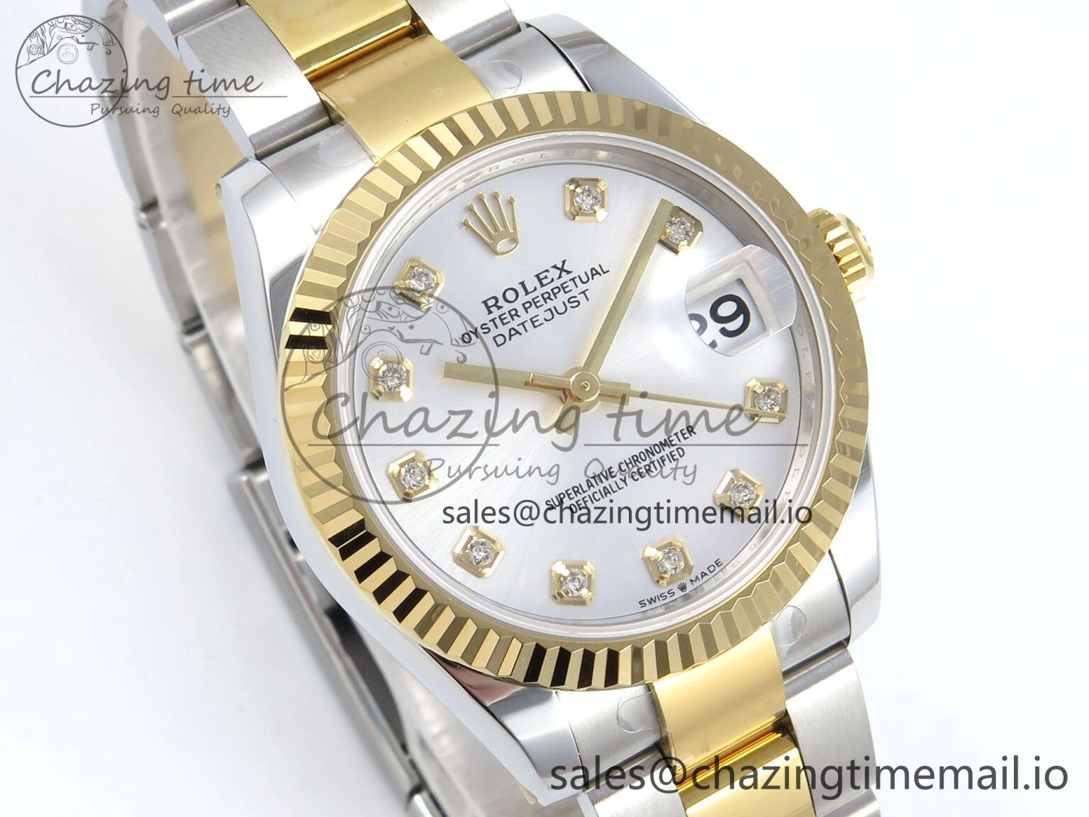 DateJust 31 278273 ARF 1:1 Best Edition 904L Steel Silver Diamonds Dial on SS YG Oyster Bracelet ETA 2688