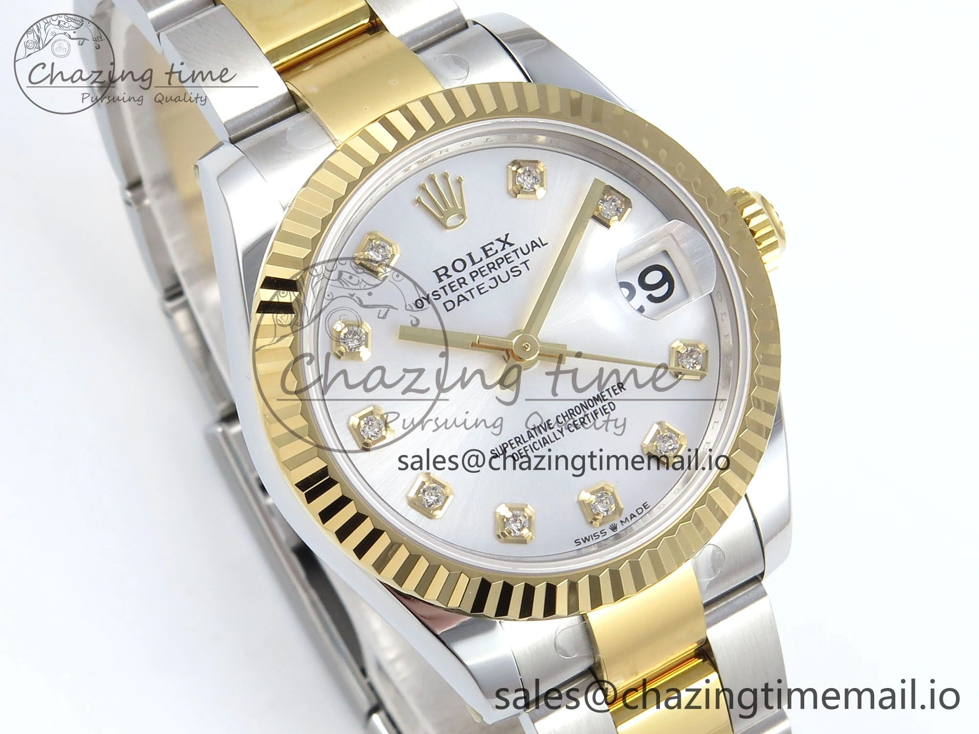 DateJust 31 278273 ARF 1:1 Best Edition 904L Steel Silver Diamonds Dial on SS YG Oyster Bracelet ETA 2688