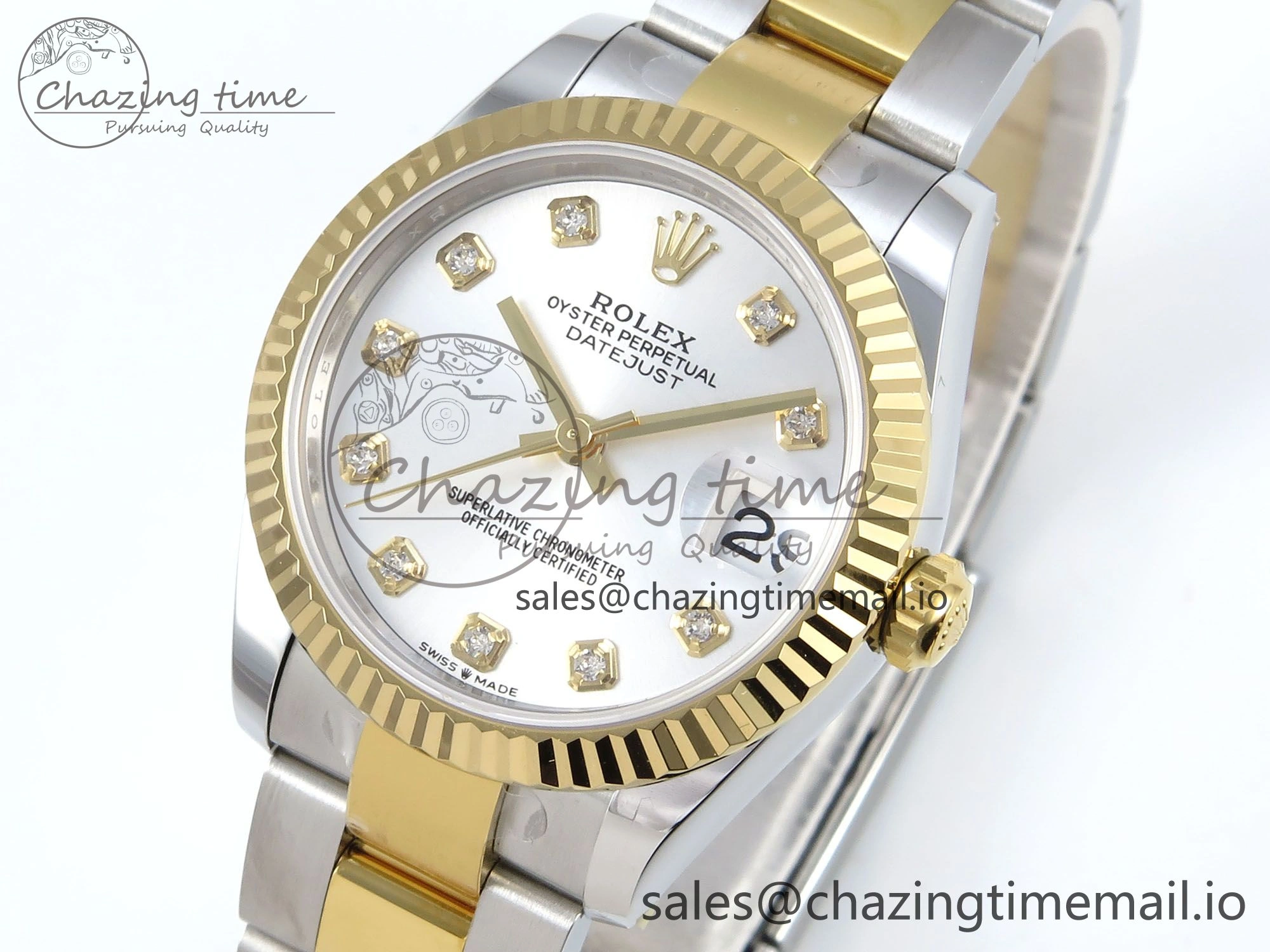 DateJust 31 278273 ARF 1:1 Best Edition 904L Steel Silver Diamonds Dial on SS YG Oyster Bracelet ETA 2688