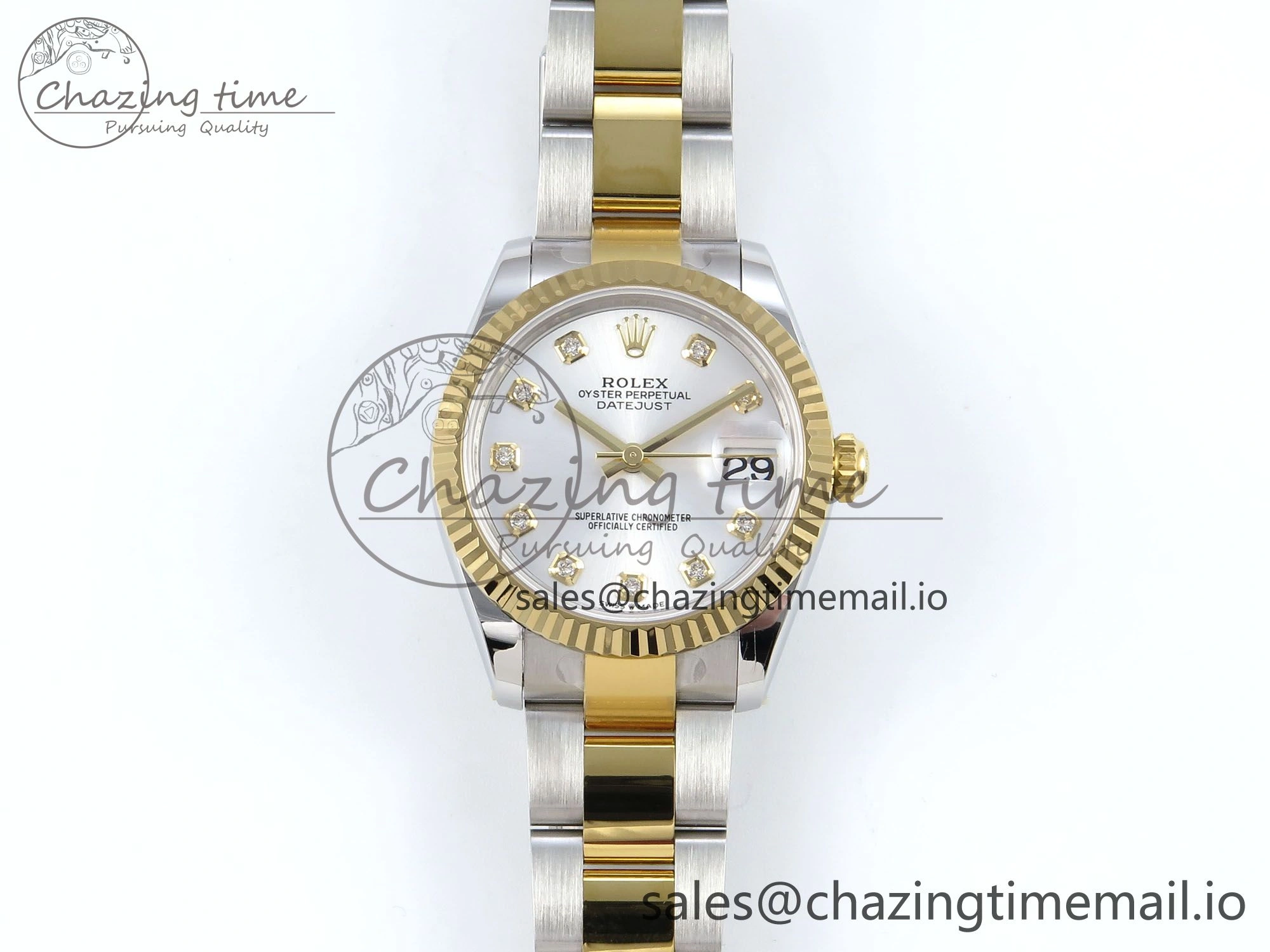 DateJust 31 278273 ARF 1:1 Best Edition 904L Steel Silver Diamonds Dial on SS YG Oyster Bracelet ETA 2688