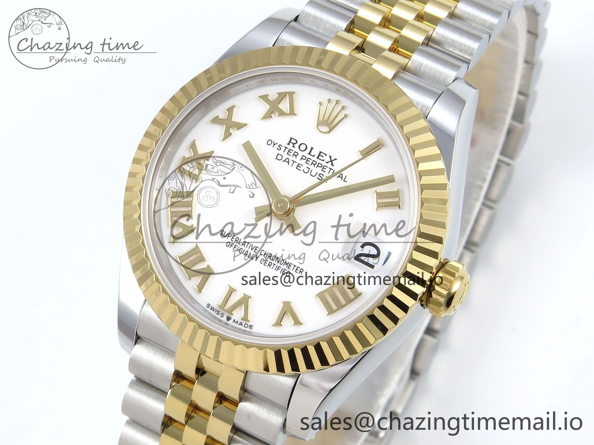 DateJust 31 278273 ARF 1:1 Best Edition 904L Steel White Roman Dial on SS YG Jubilee Bracelet ETA 2688