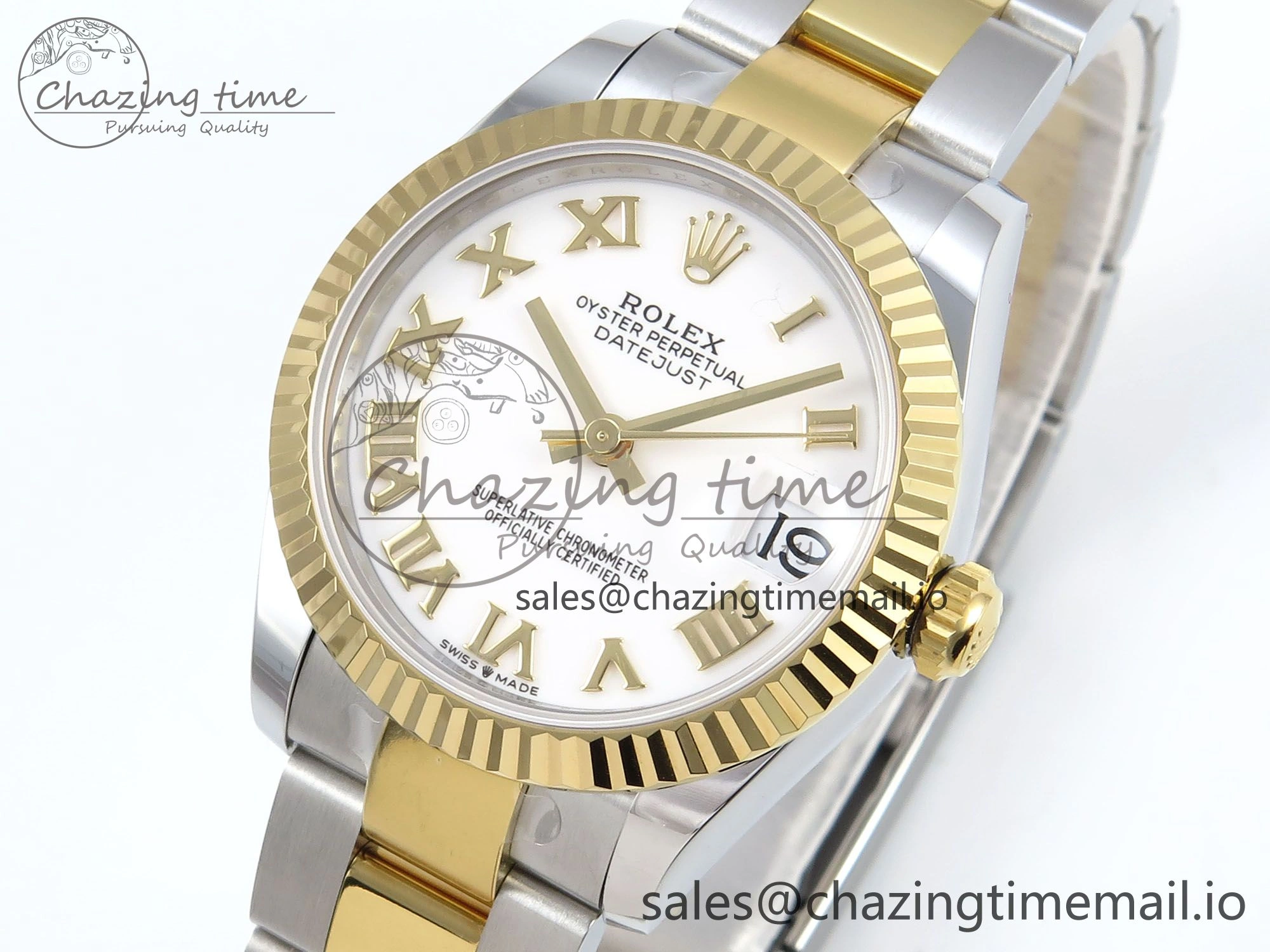 DateJust 31 278273 ARF 1:1 Best Edition 904L Steel White Roman Dial on SS YG Oyster Bracelet ETA 2688