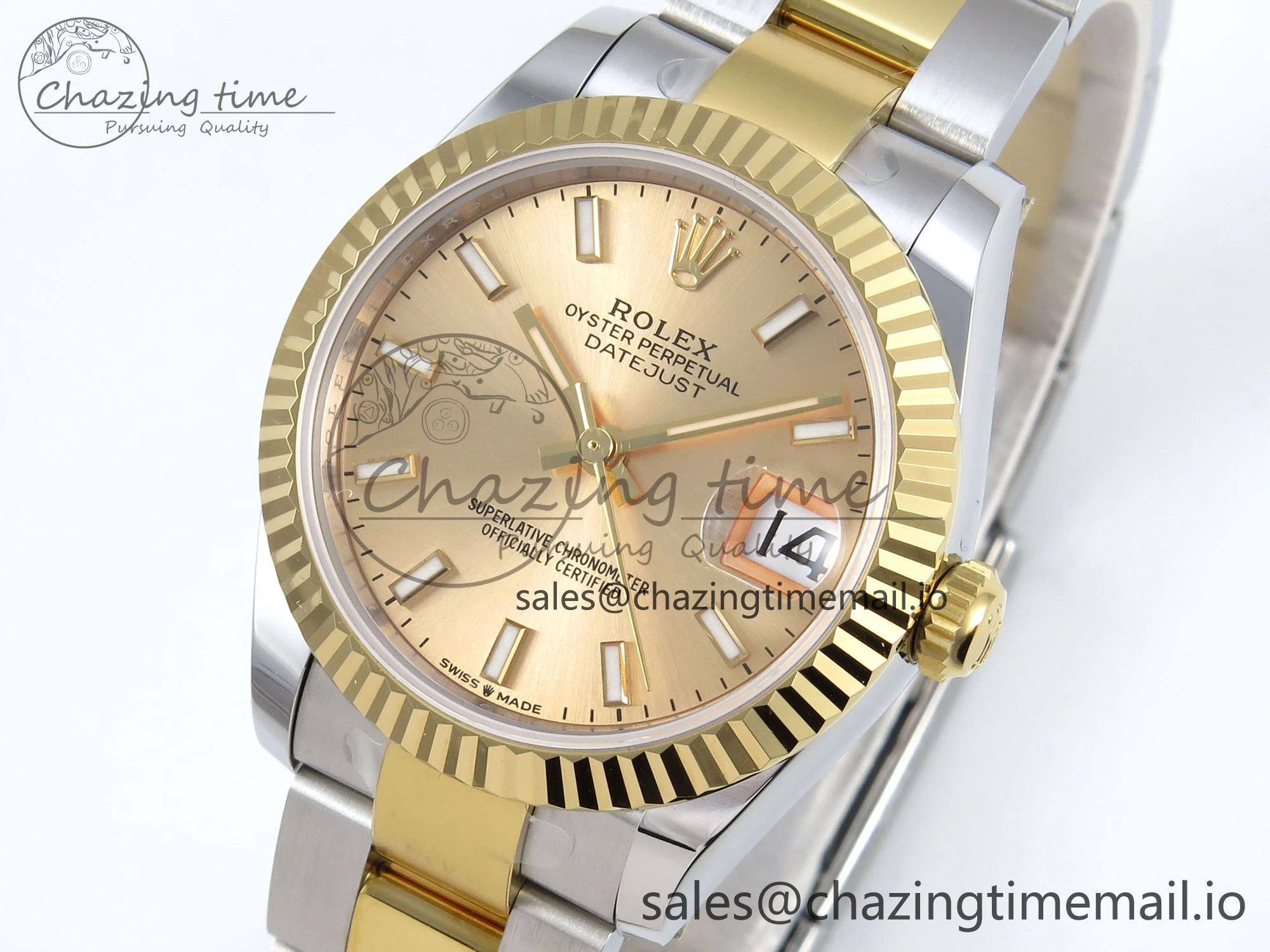 DateJust 31 278273 ARF 1:1 Best Edition 904L Steel YG Dial Stick Marker on SS YG Oyster Bracelet ETA 2688