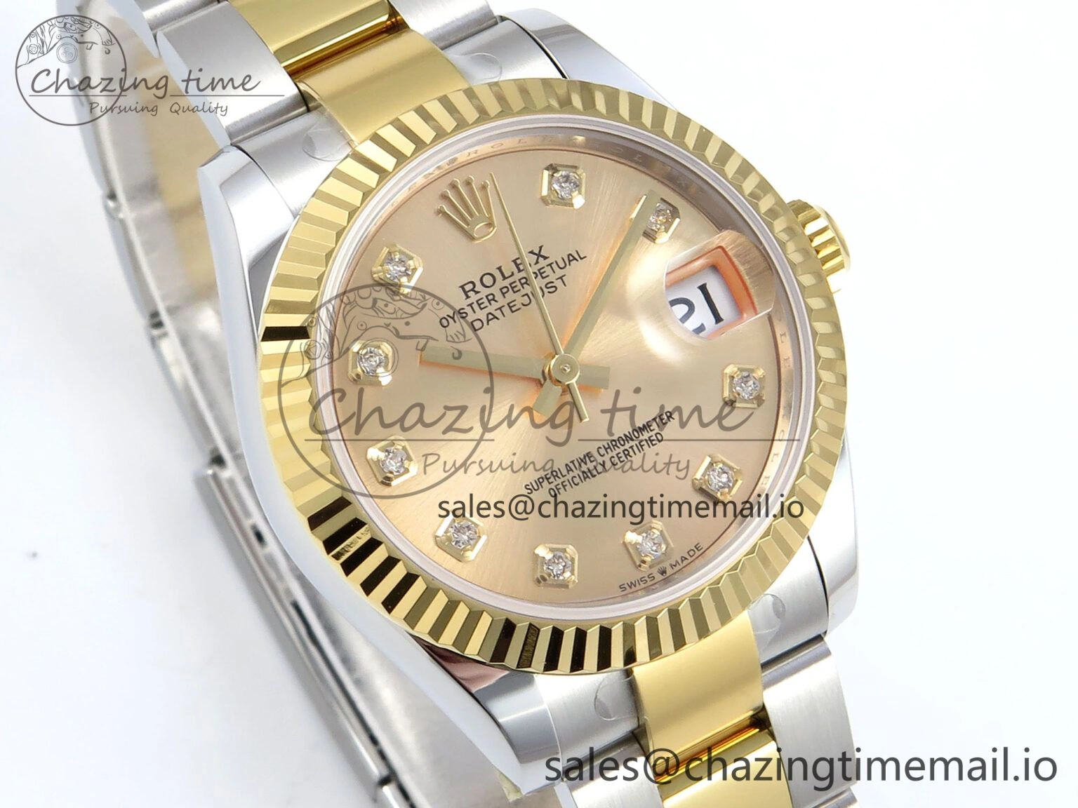 DateJust 31 278273 ARF 1:1 Best Edition 904L Steel YG Diamonds Dial on SS YG Oyster Bracelet ETA 2688