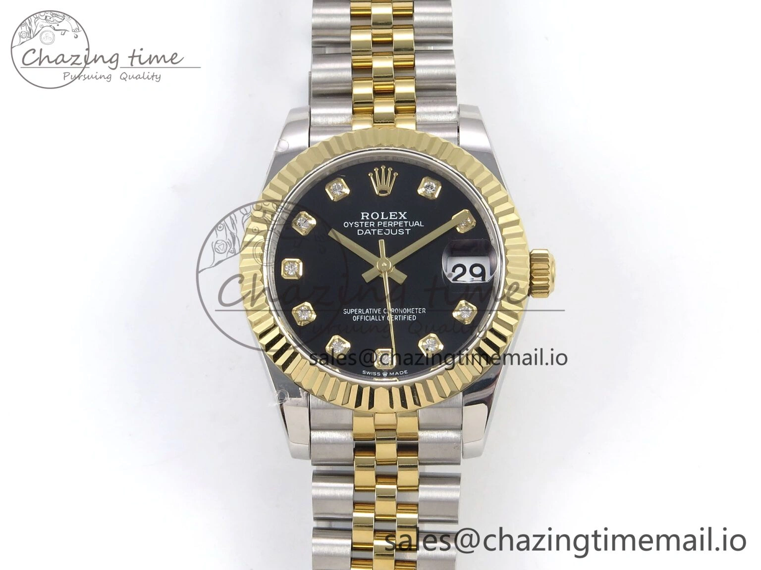 DateJust 31 278273 SS YG GMF 1:1 Best Edition 904L Steel Black Diamonds Dial on Jubilee Bracelet A2824
