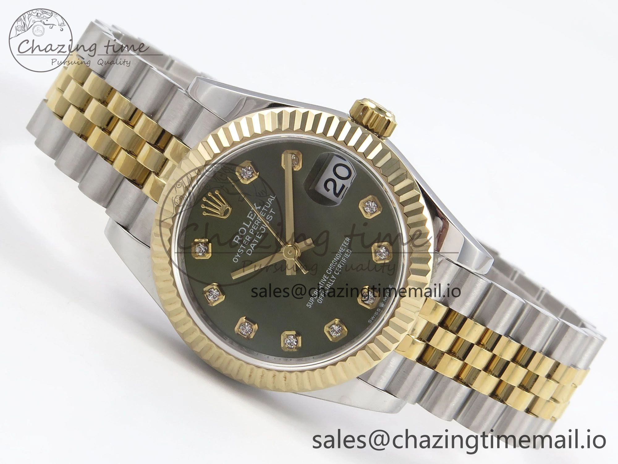 DateJust 31 278273 SS YG GMF 1:1 Best Edition 904L Steel Green Diamonds Dial on Jubilee Bracelet A2824