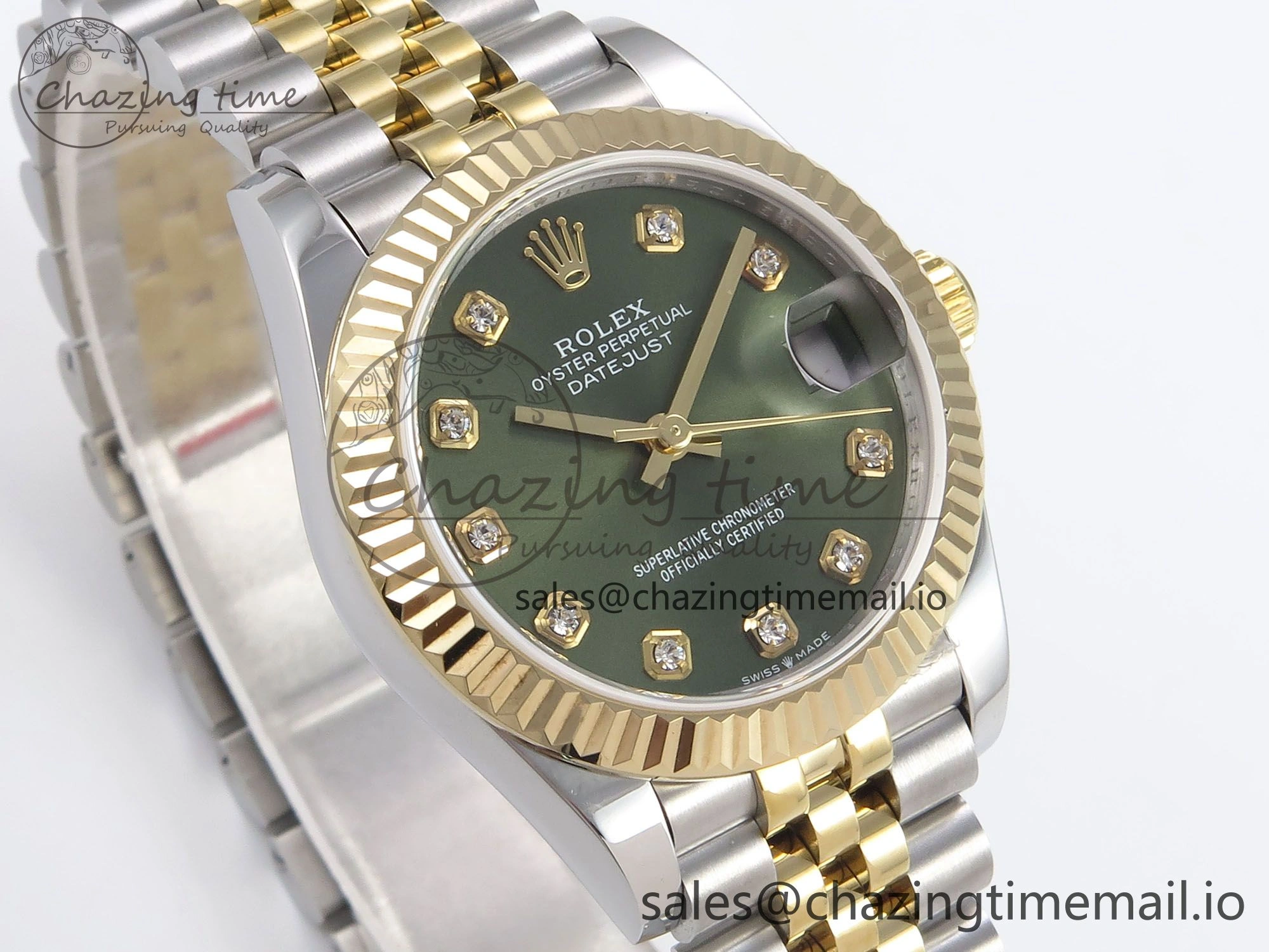 DateJust 31 278273 SS YG GMF 1:1 Best Edition 904L Steel Green Diamonds Dial on Jubilee Bracelet A2824