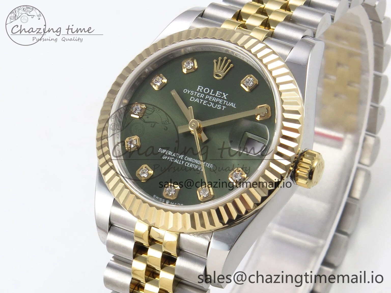 DateJust 31 278273 SS YG GMF 1:1 Best Edition 904L Steel Green Diamonds Dial on Jubilee Bracelet A2824