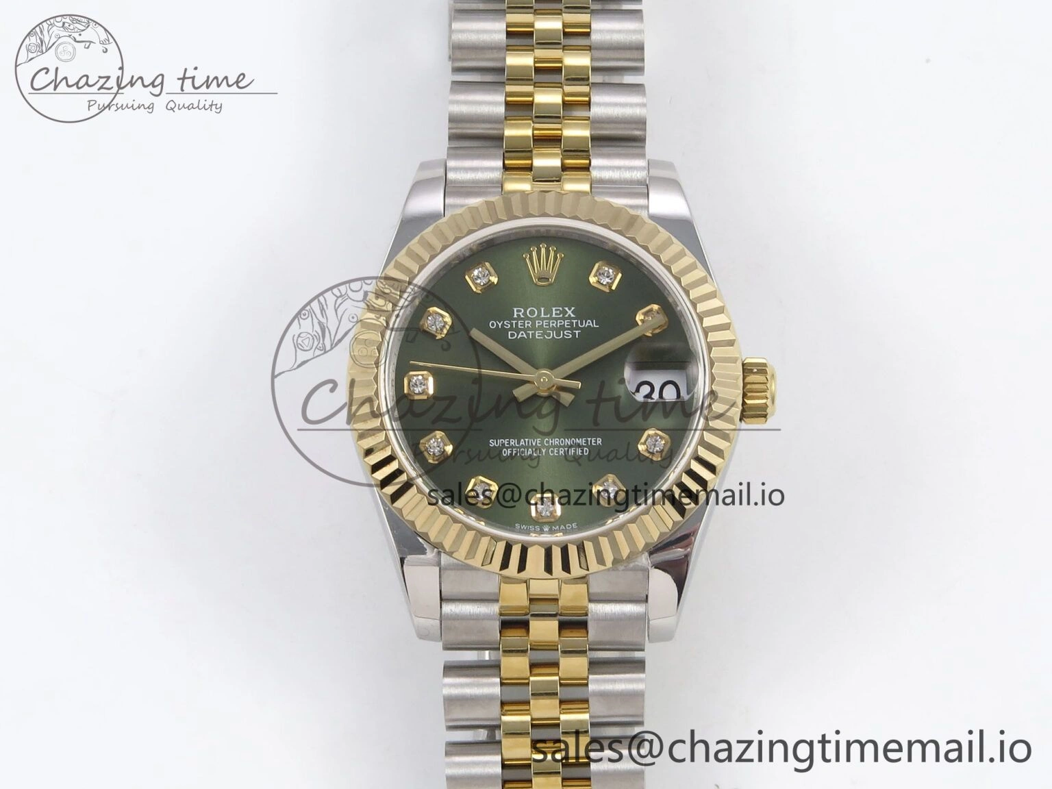 DateJust 31 278273 SS YG GMF 1:1 Best Edition 904L Steel Green Diamonds Dial on Jubilee Bracelet A2824