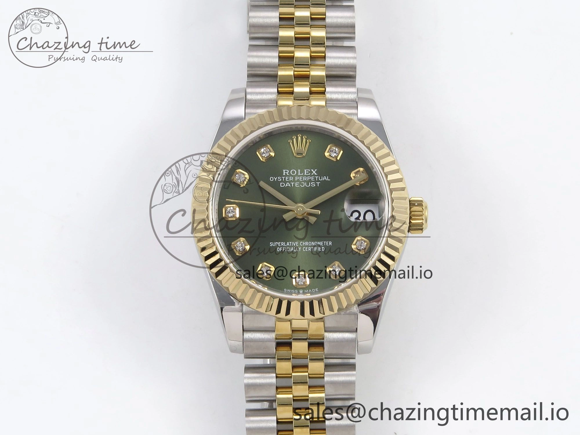 DateJust 31 278273 SS YG GMF 1:1 Best Edition 904L Steel Green Diamonds Dial on Jubilee Bracelet A2824