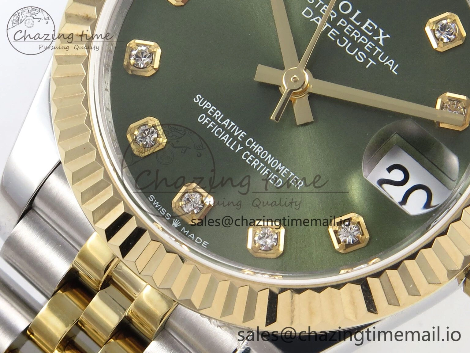 DateJust 31 278273 SS YG GMF 1:1 Best Edition 904L Steel Green Diamonds Dial on Jubilee Bracelet A2824