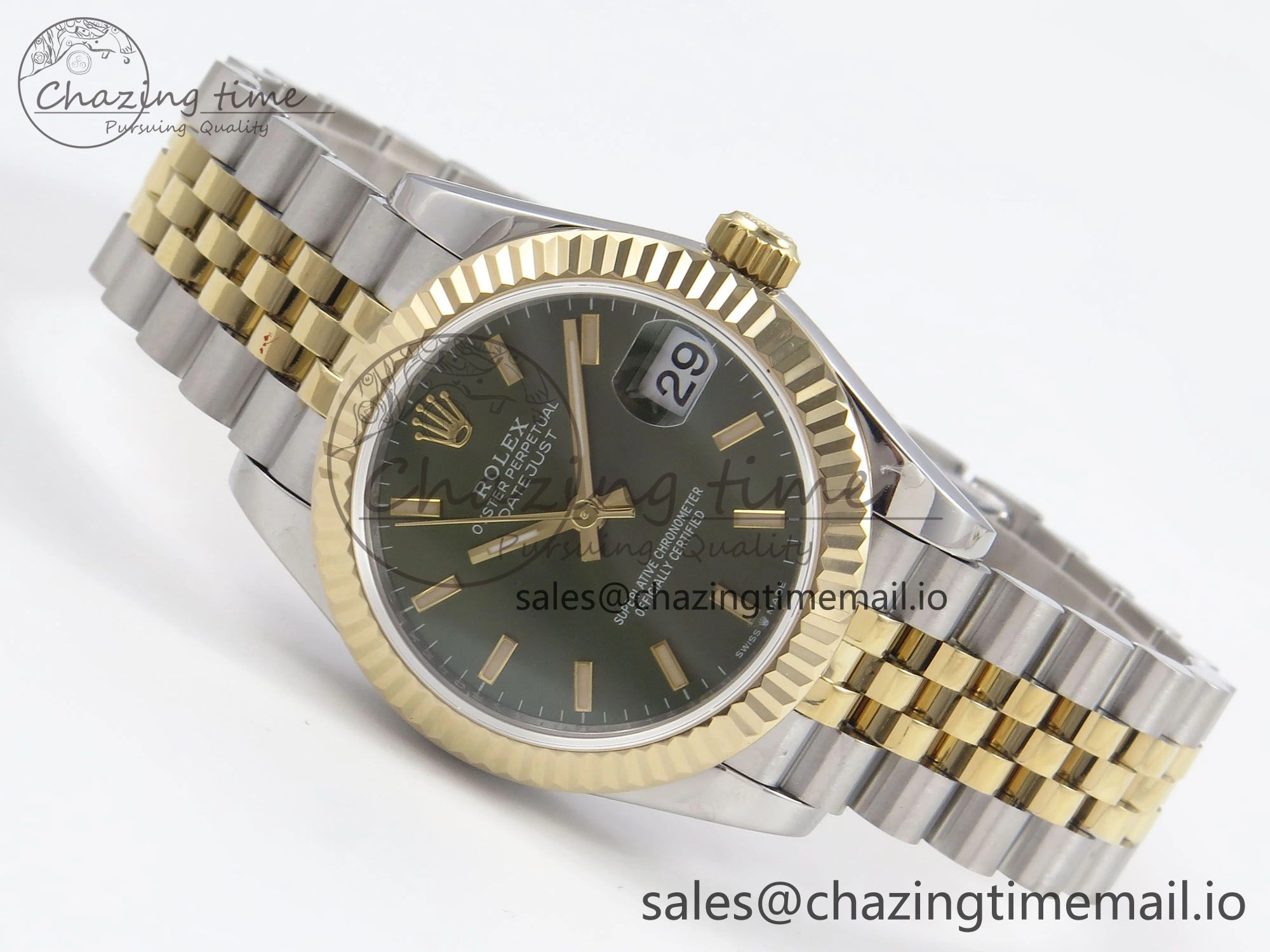 DateJust 31 278273 SS YG GMF 1:1 Best Edition 904L Steel Green Stick Dial on Jubilee Bracelet A2824